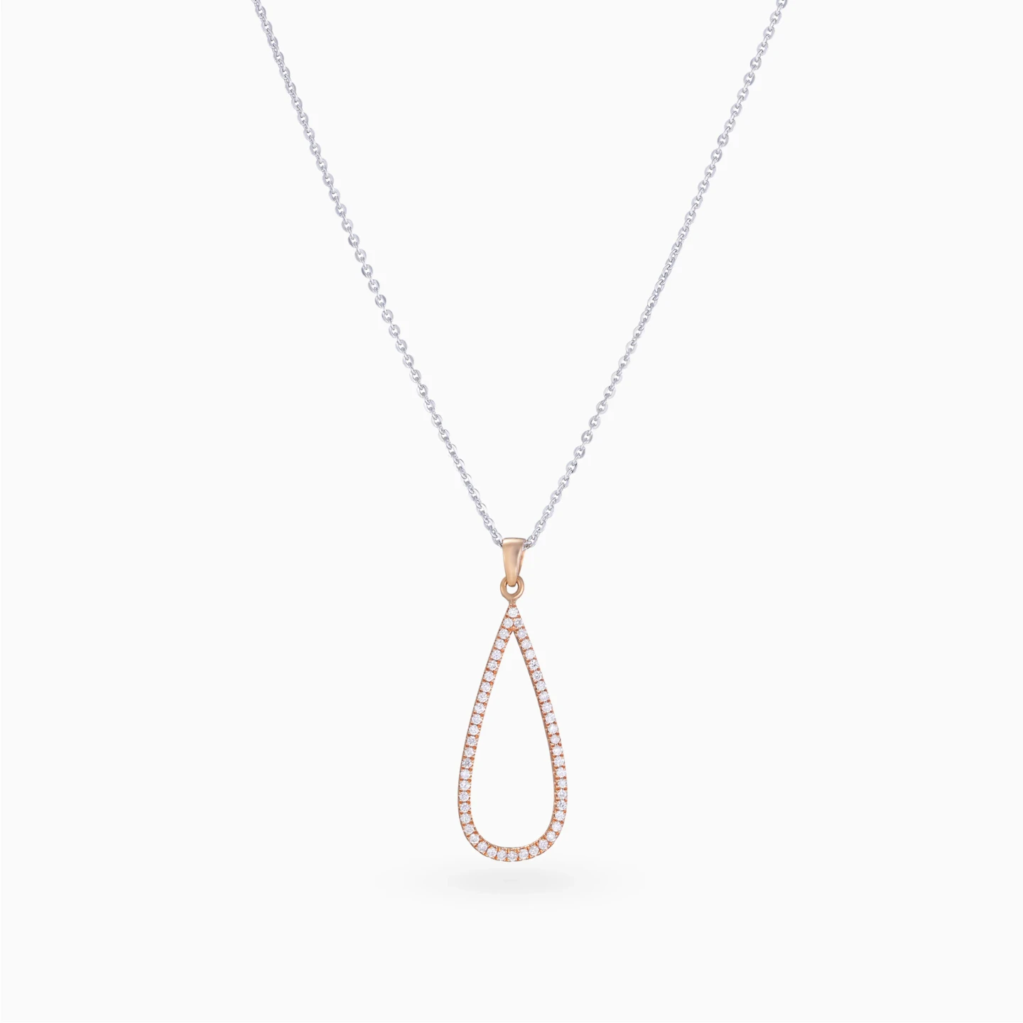 Elongated Teardrop Diamond Necklace in 18K Gold - 3 Elongated Teardrop Diamond Necklace in 18K Gold - 3