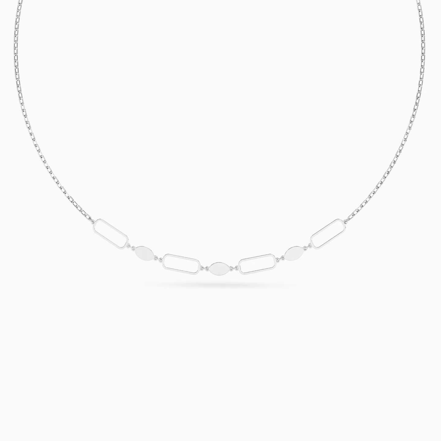 Marquise & Elongated Open Links Necklace in Silver Marquise & Elongated Open Links Necklace in Silver