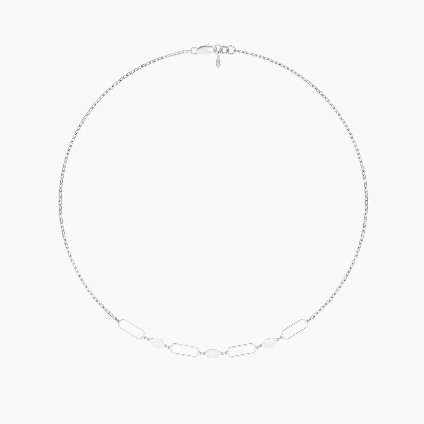 Marquise & Elongated Open Links Necklace in Silver - 3 Marquise & Elongated Open Links Necklace in Silver - 3