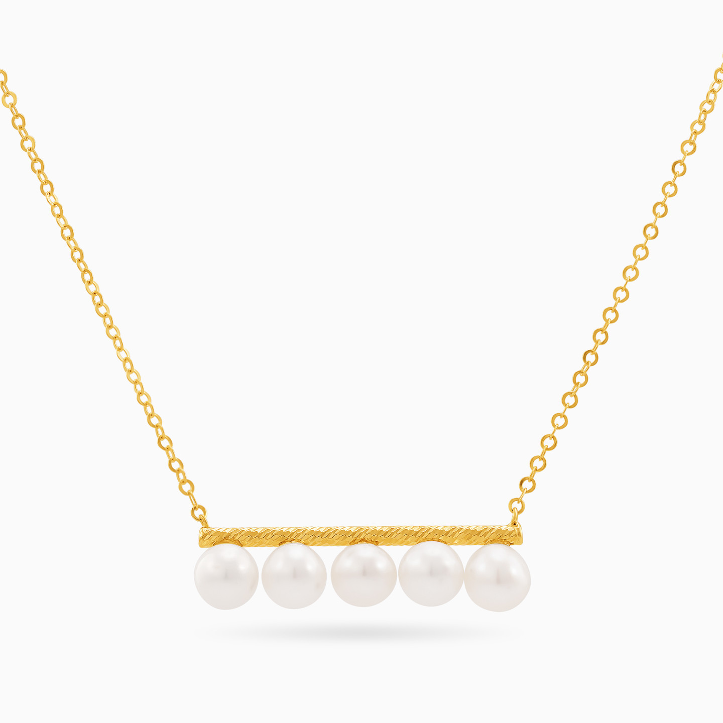 Bar Pearl Necklace in 18K Gold