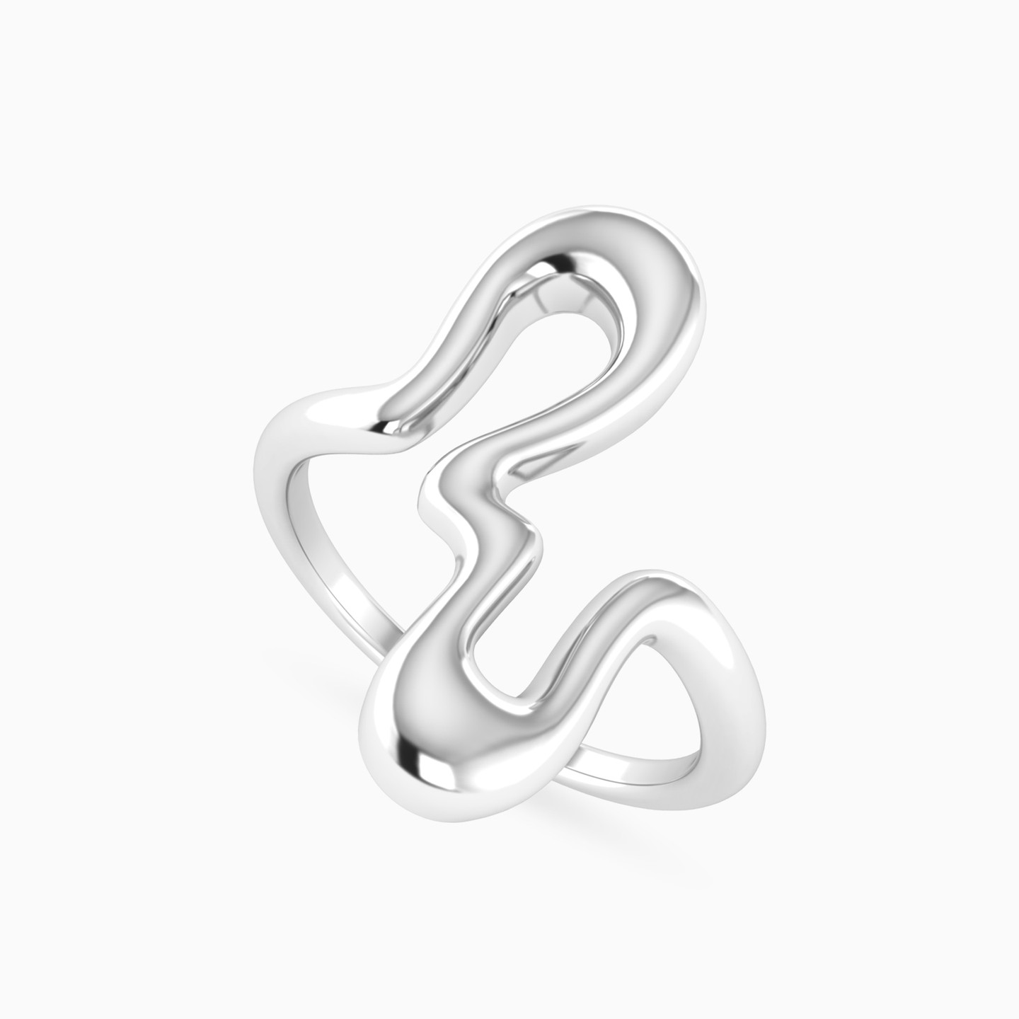 Irregular Freeform Ring in Silver (Size 14) - 3 Irregular Freeform Ring in Silver (Size 14) - 3