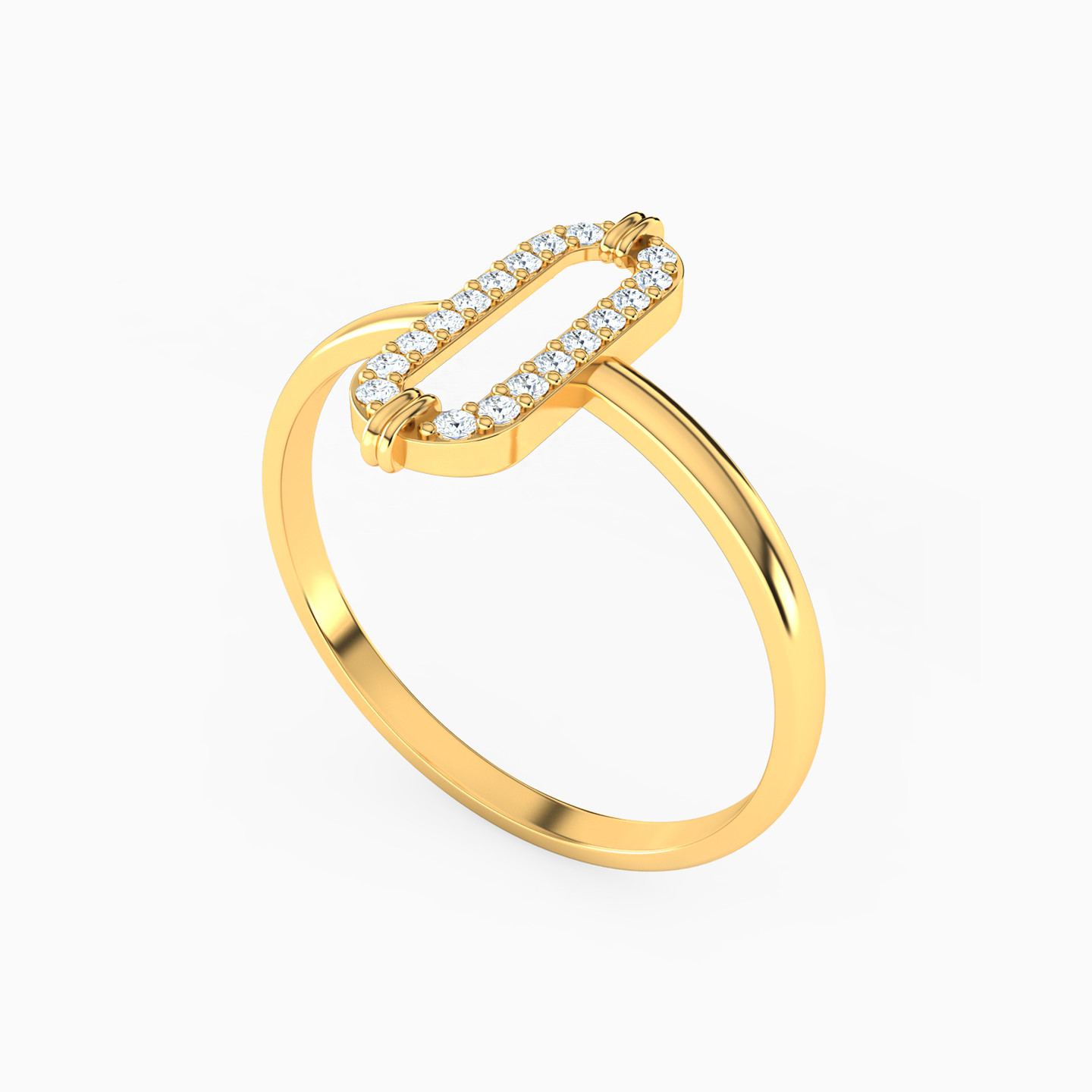 Oval Shaped Cubic Zirconia Statement Ring in 18K Gold - 2 Oval Shaped Cubic Zirconia Statement Ring in 18K Gold - 2