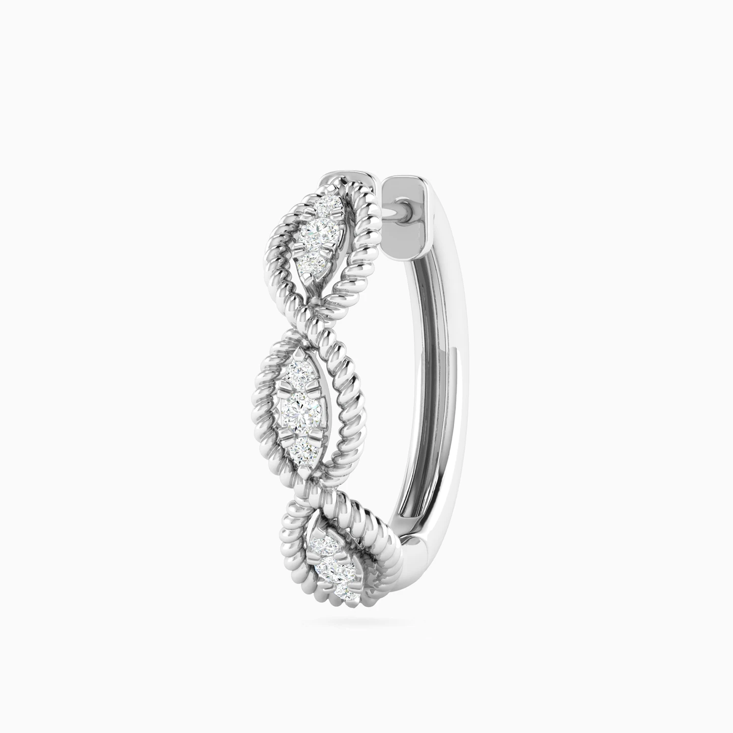 Triple Marquise Halo Diamond Huggie Earrings in 18K Gold - 3 Triple Marquise Halo Diamond Huggie Earrings in 18K Gold - 3