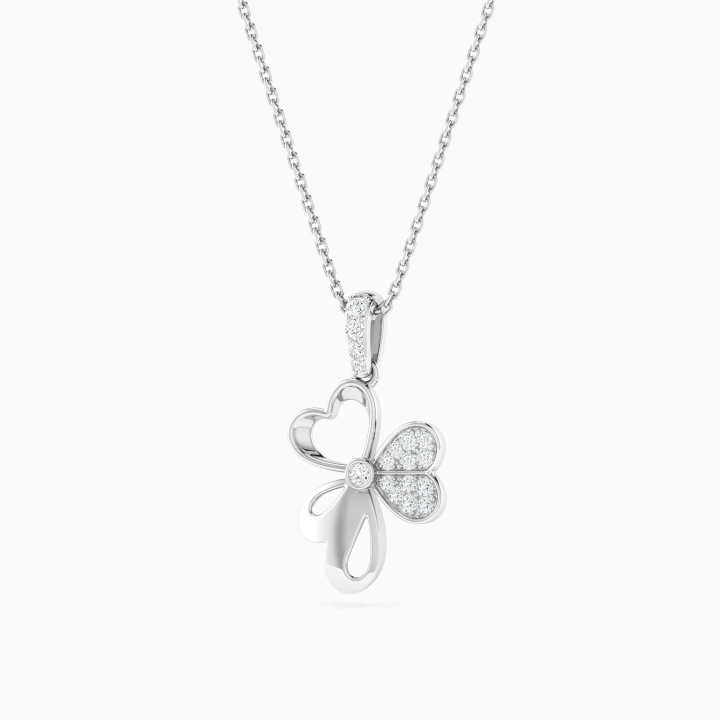Openwork Flower Diamond Pendant Necklace in 18K Gold - 2 Openwork Flower Diamond Pendant Necklace in 18K Gold - 2