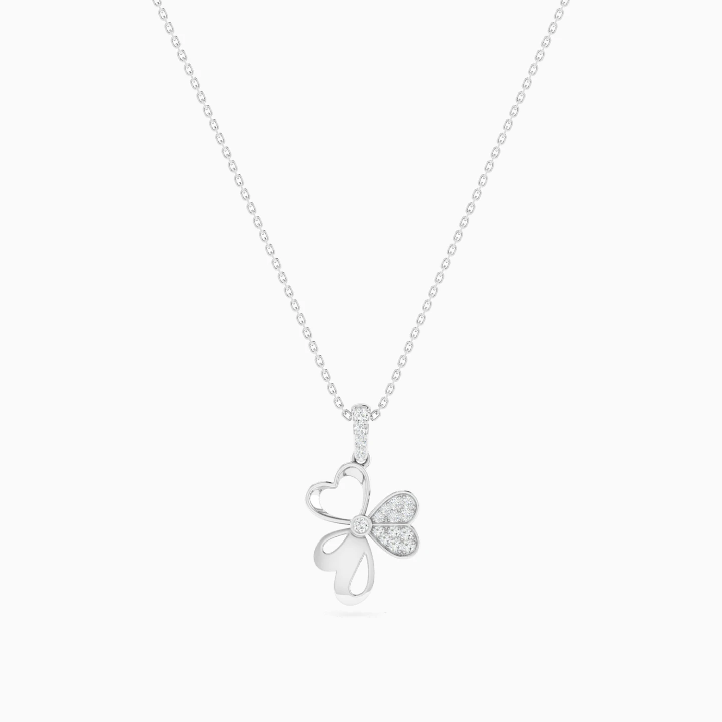 Openwork Flower Diamond Pendant Necklace in 18K Gold - 3 Openwork Flower Diamond Pendant Necklace in 18K Gold - 3