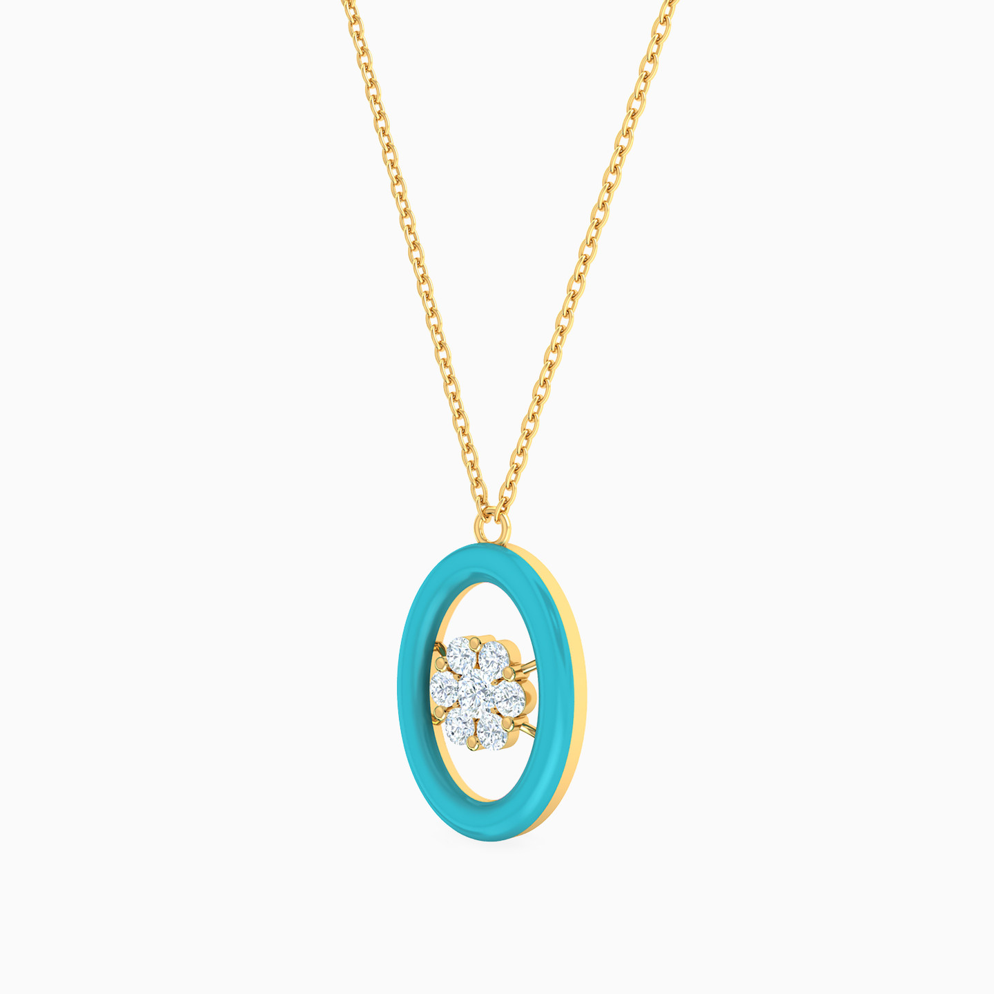 18K Gold Cubic Zirconia & Enamel Coated Pendant Necklace - 2