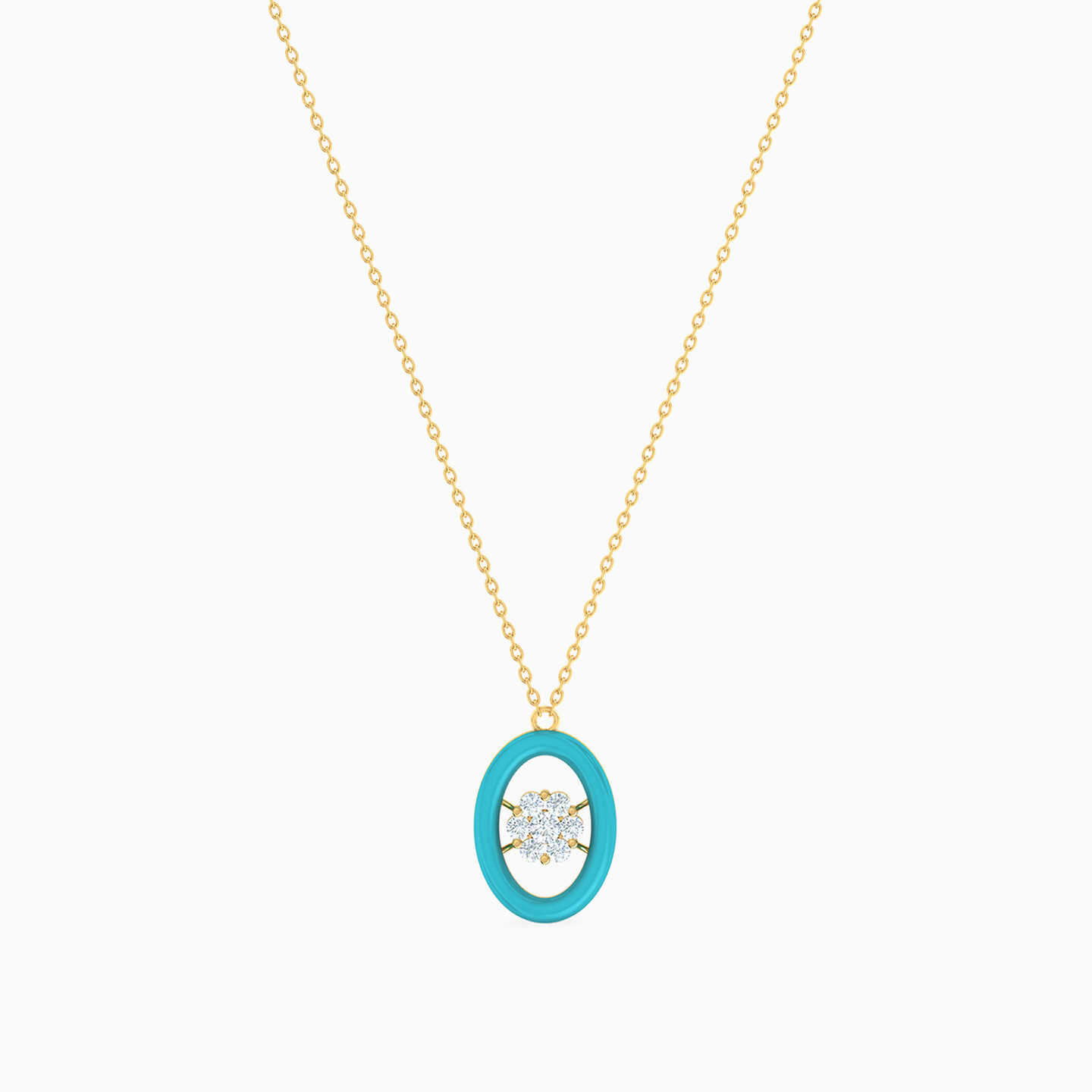 18K Gold Cubic Zirconia & Enamel Coated Pendant Necklace - 3