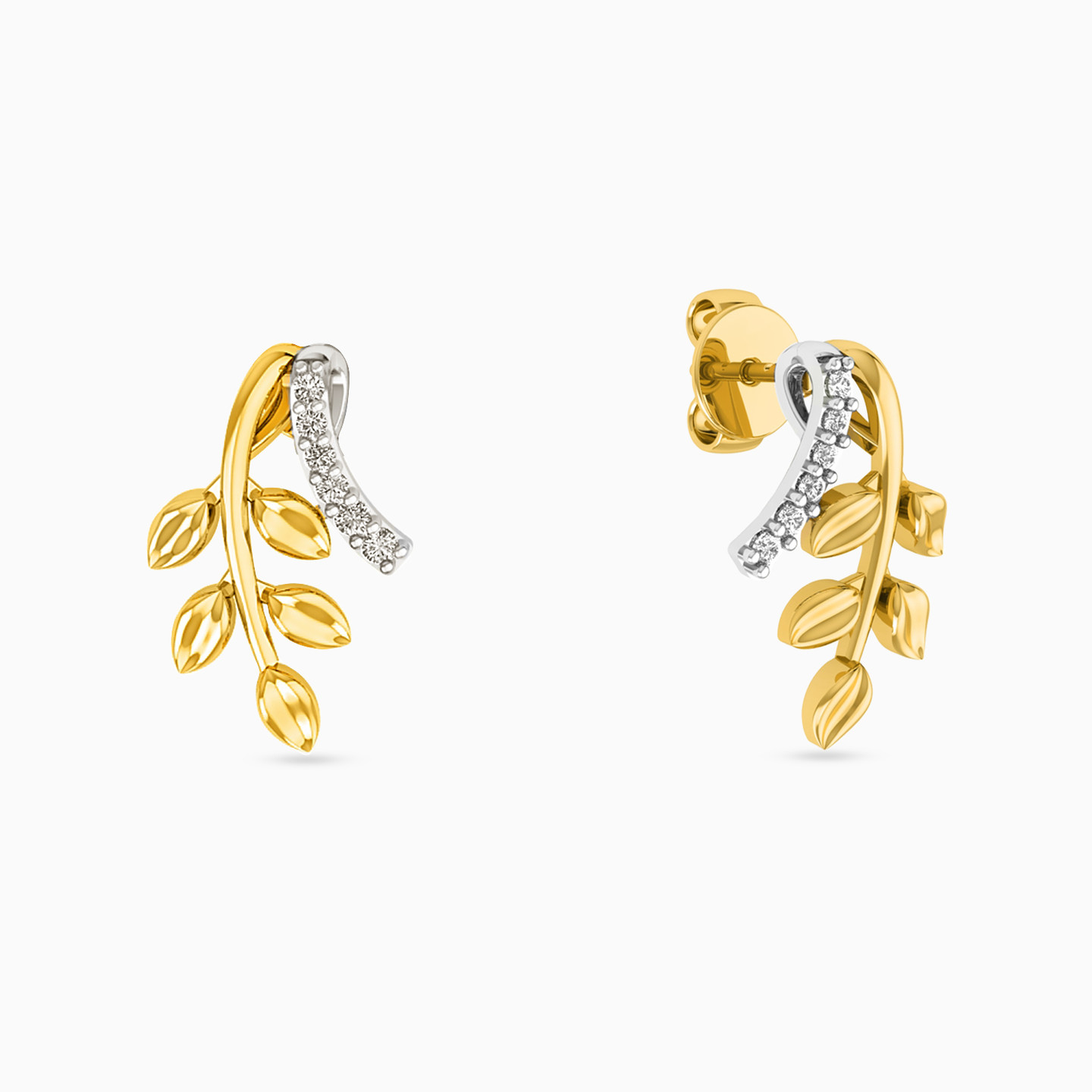 18K Gold Diamond Stud Earrings - 2