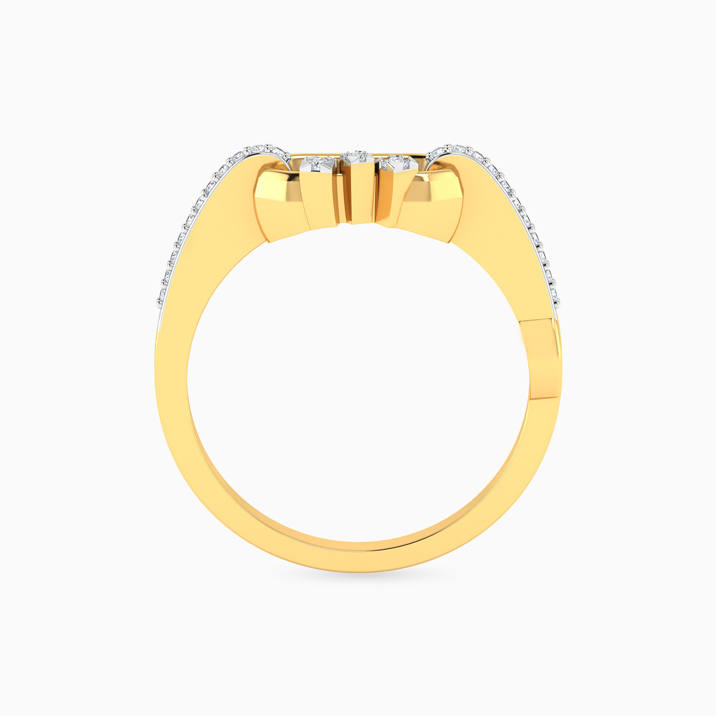 Rectangle Shaped Cubic Zirconia Statement Ring in 18K Gold - 3