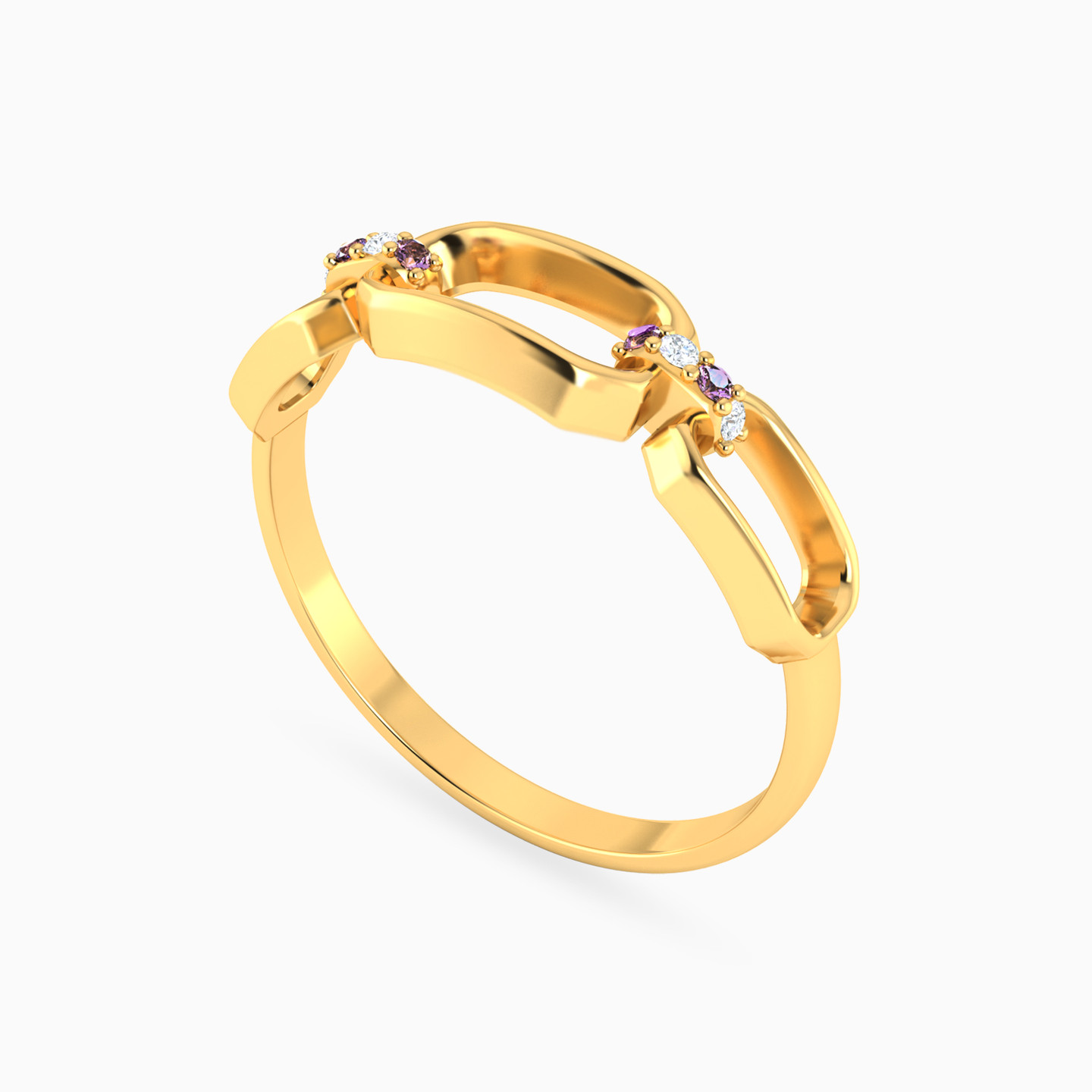 Rectangle Shaped Colored Stones Statement Ring in 18K Gold - 2