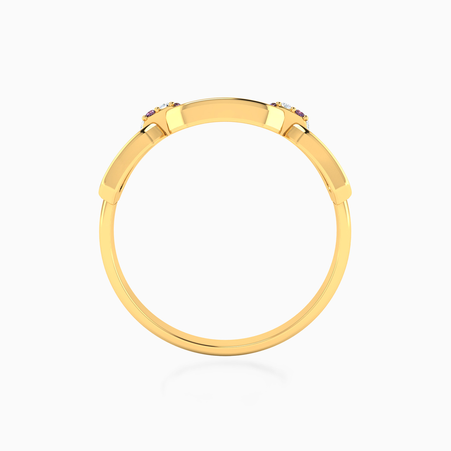 Rectangle Shaped Colored Stones Statement Ring in 18K Gold - 3