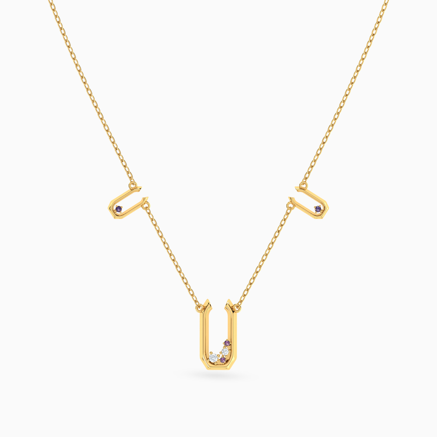 سلسلة ذهب حدوة حصان عيار 18 قيراط مزينة بأحجار ملونة - 3 سلسلة ذهب حدوة حصان عيار 18 قيراط مزينة بأحجار ملونة - 3