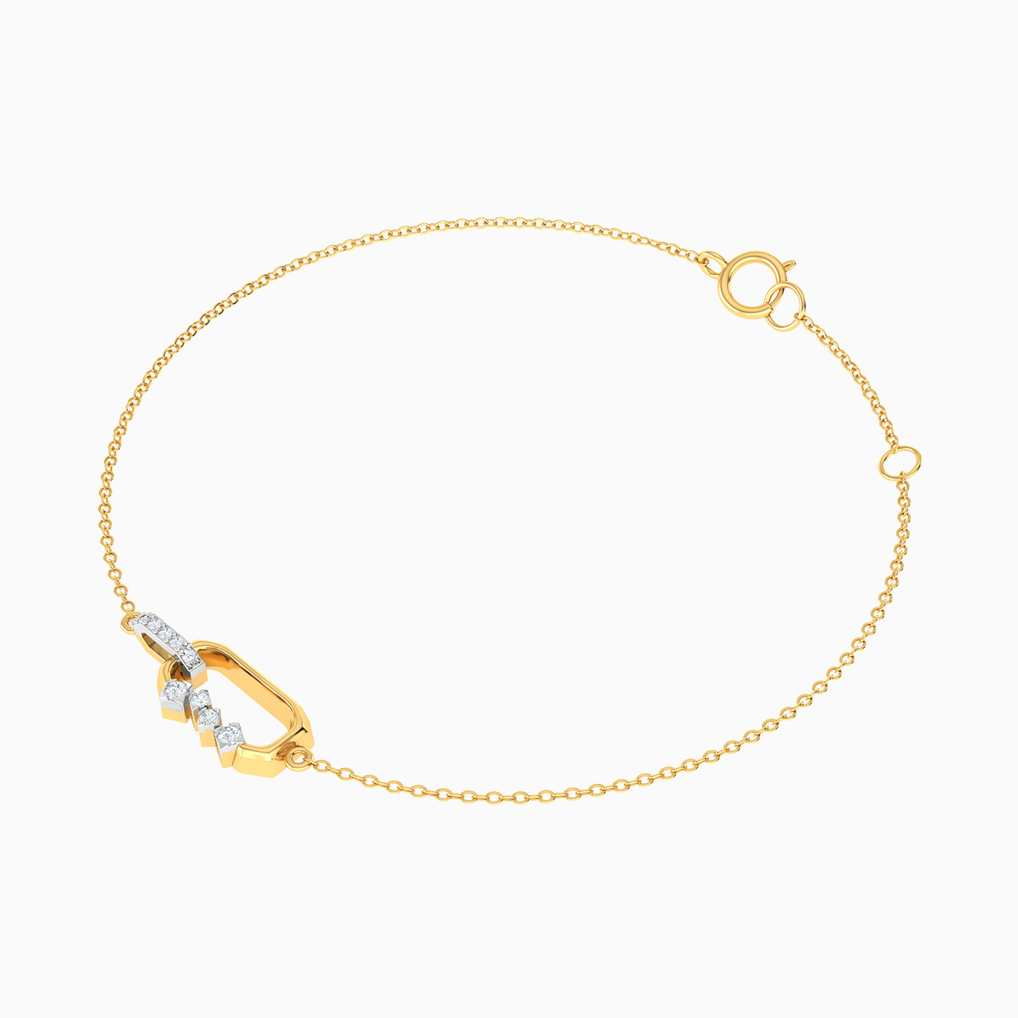 Rectangle Shaped Diamond Chain Bracelet in 18K Gold - 2