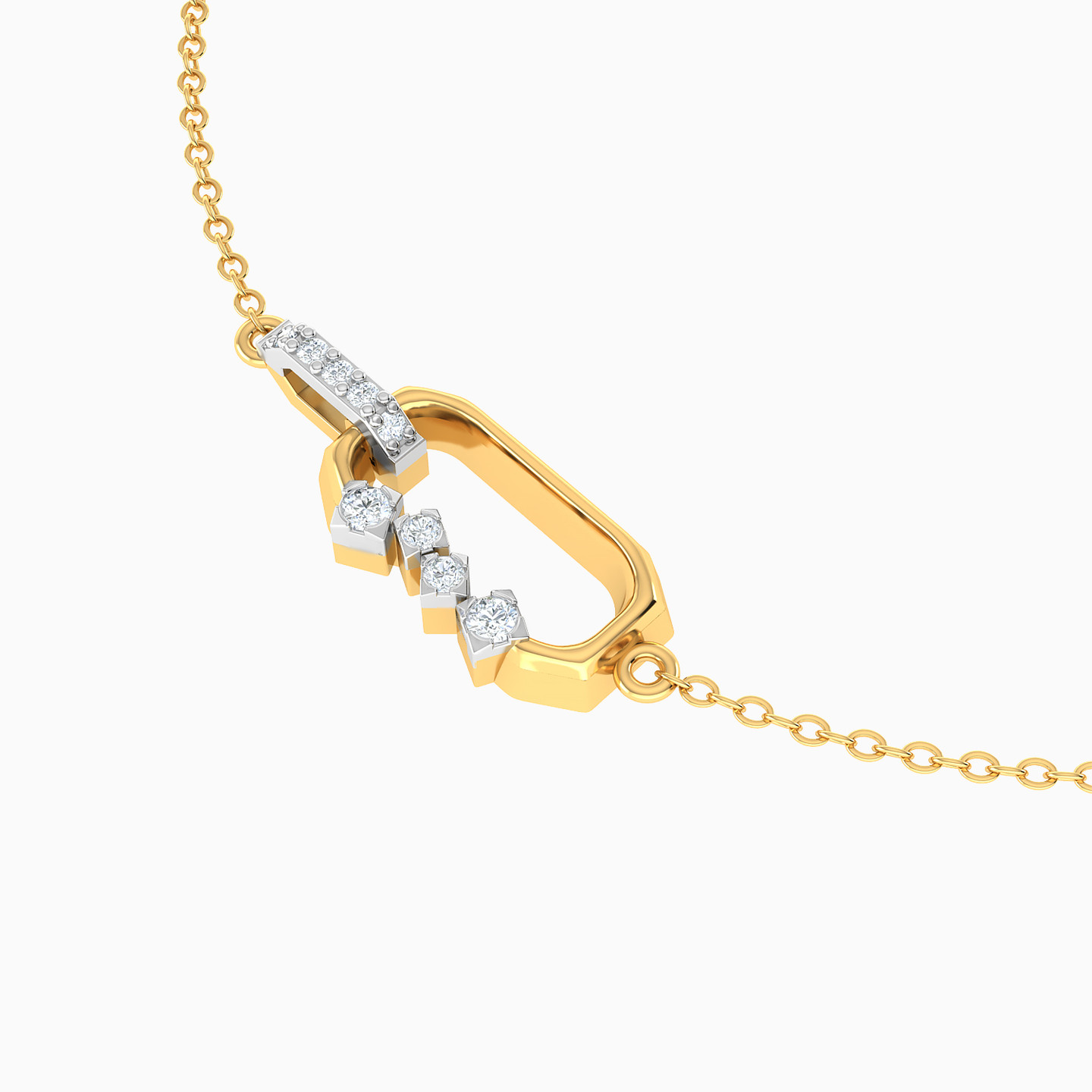 Rectangle Shaped Cubic Zirconia Chain Bracelet in 18K Gold - 3