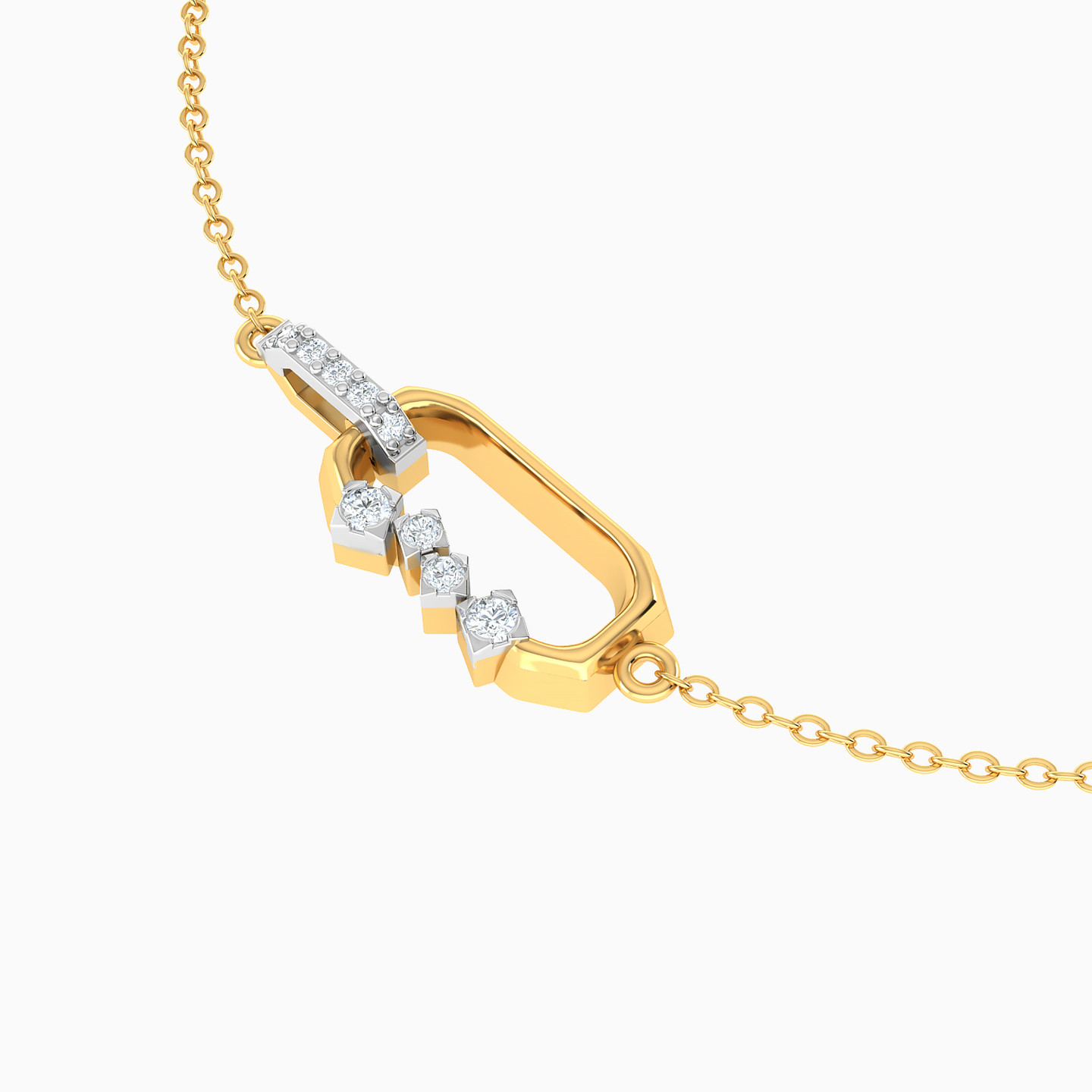 Rectangle Shaped Diamond Chain Bracelet in 18K Gold - 3