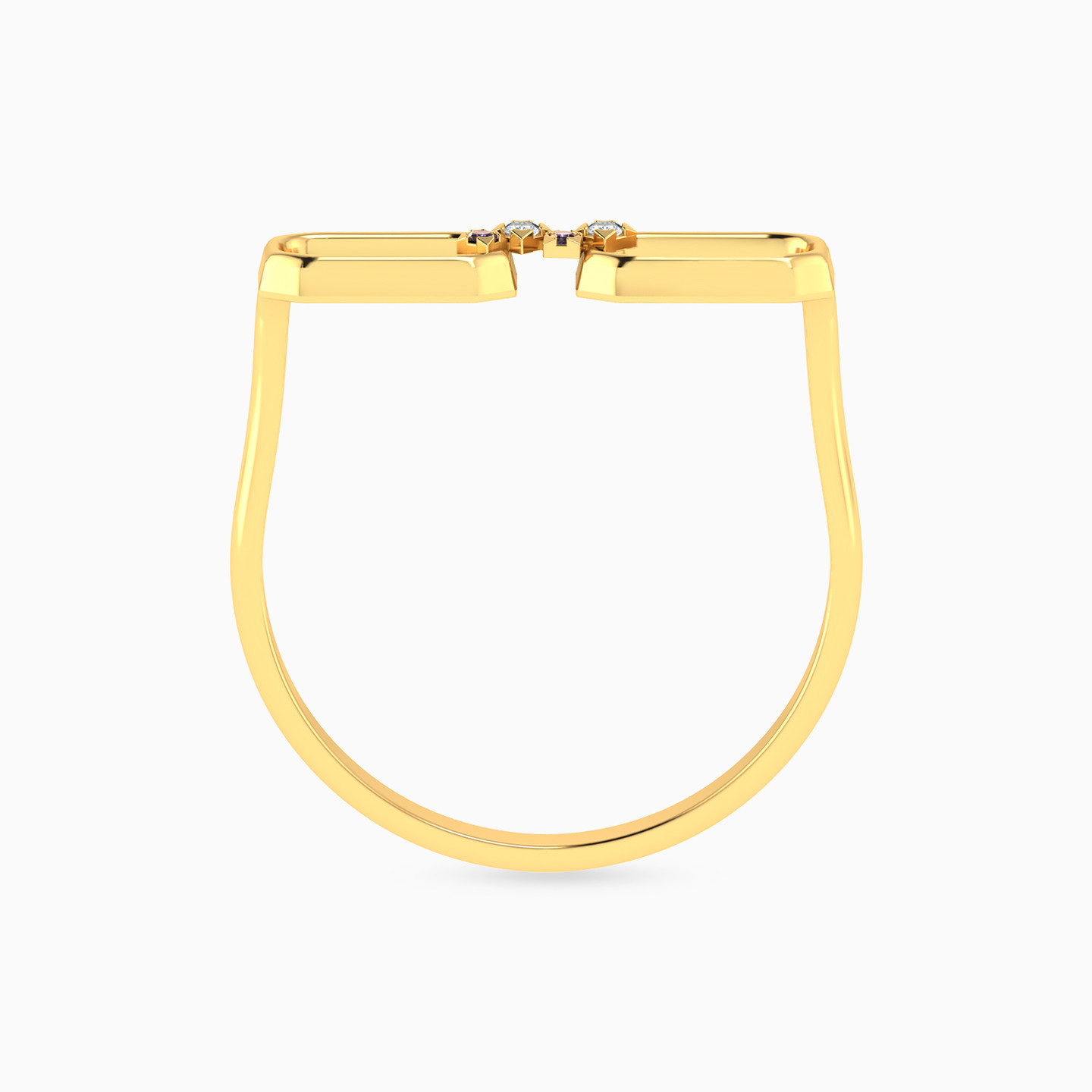 Rectangle Shaped Colored Stones Statement Ring in 18K Gold - 3