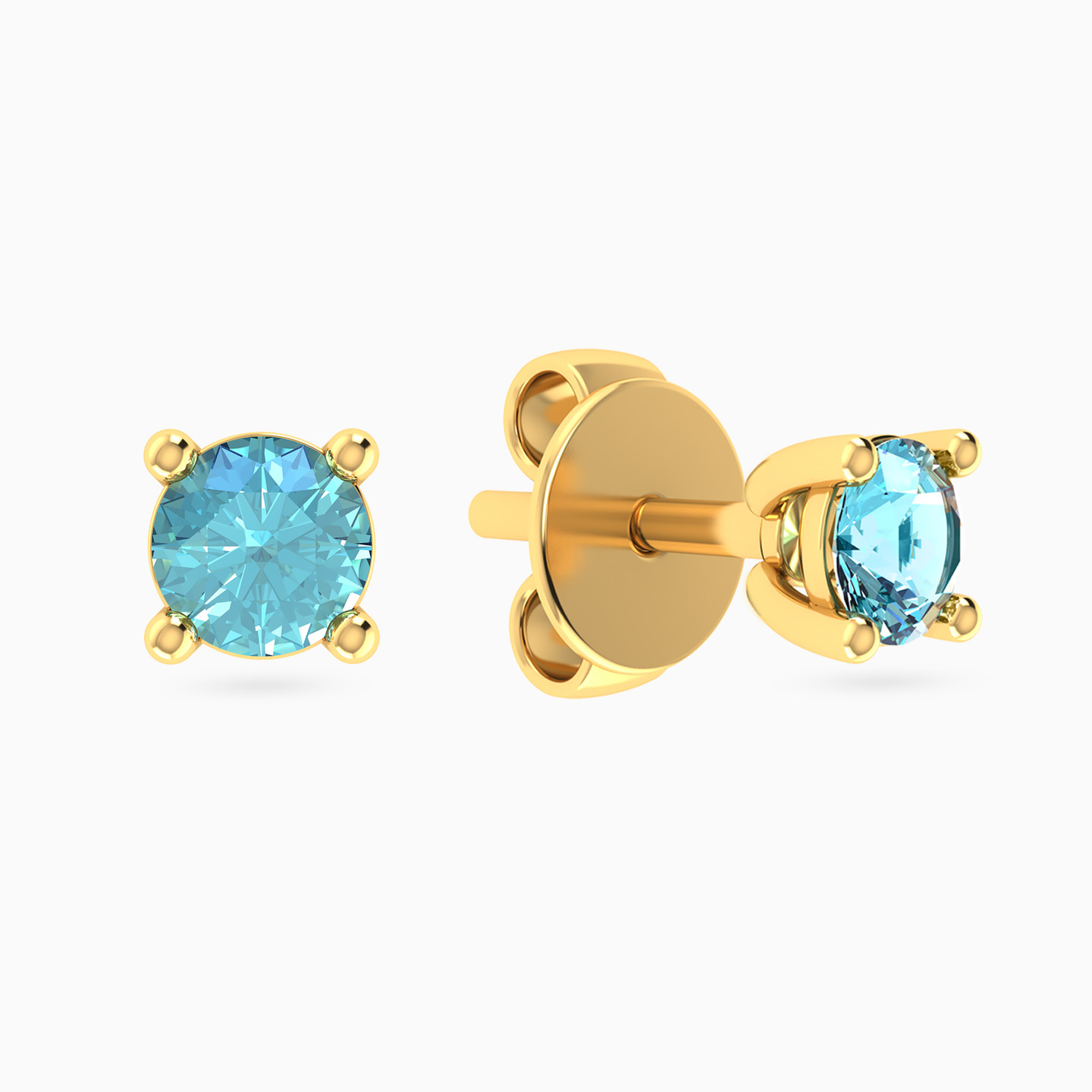 Circle Shaped Colored Stones Stud Earrings in 18K Gold - 2