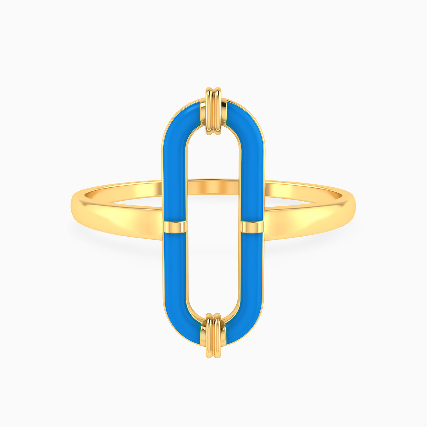 Oval Shaped Enamel Coated Statement Ring in 18K Gold