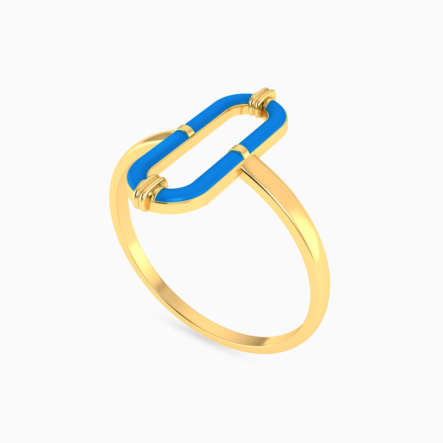 Oval Shaped Enamel Coated Statement Ring in 18K Gold - 2