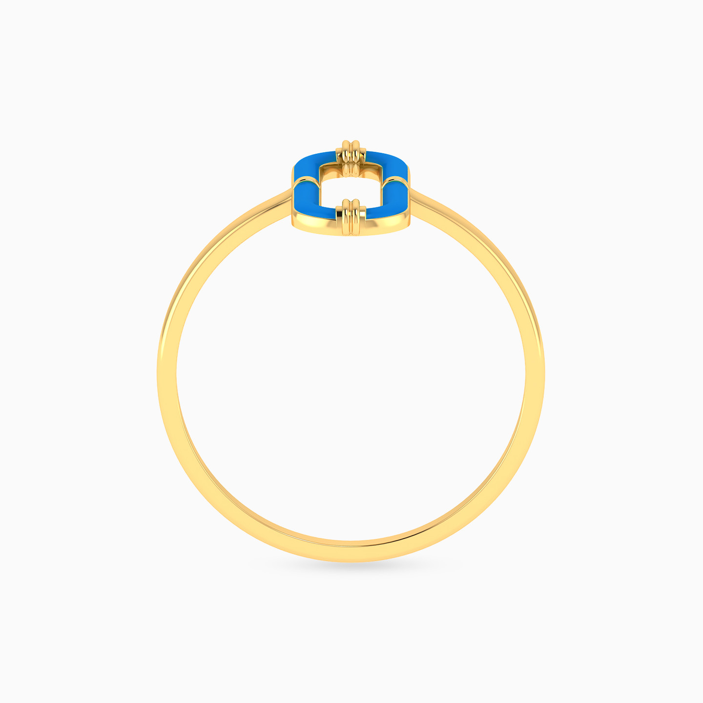 Oval Shaped Enamel Coated Statement Ring in 18K Gold - 3