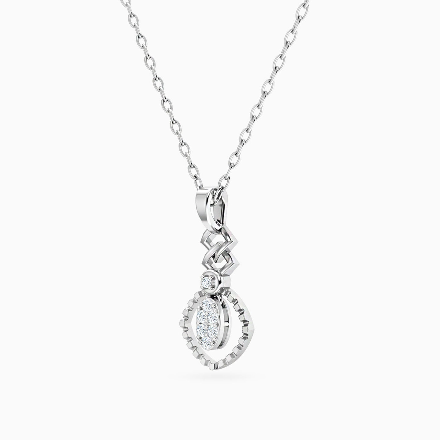 Square Diamond Necklace in 18K Gold - 2 Square Diamond Necklace in 18K Gold - 2