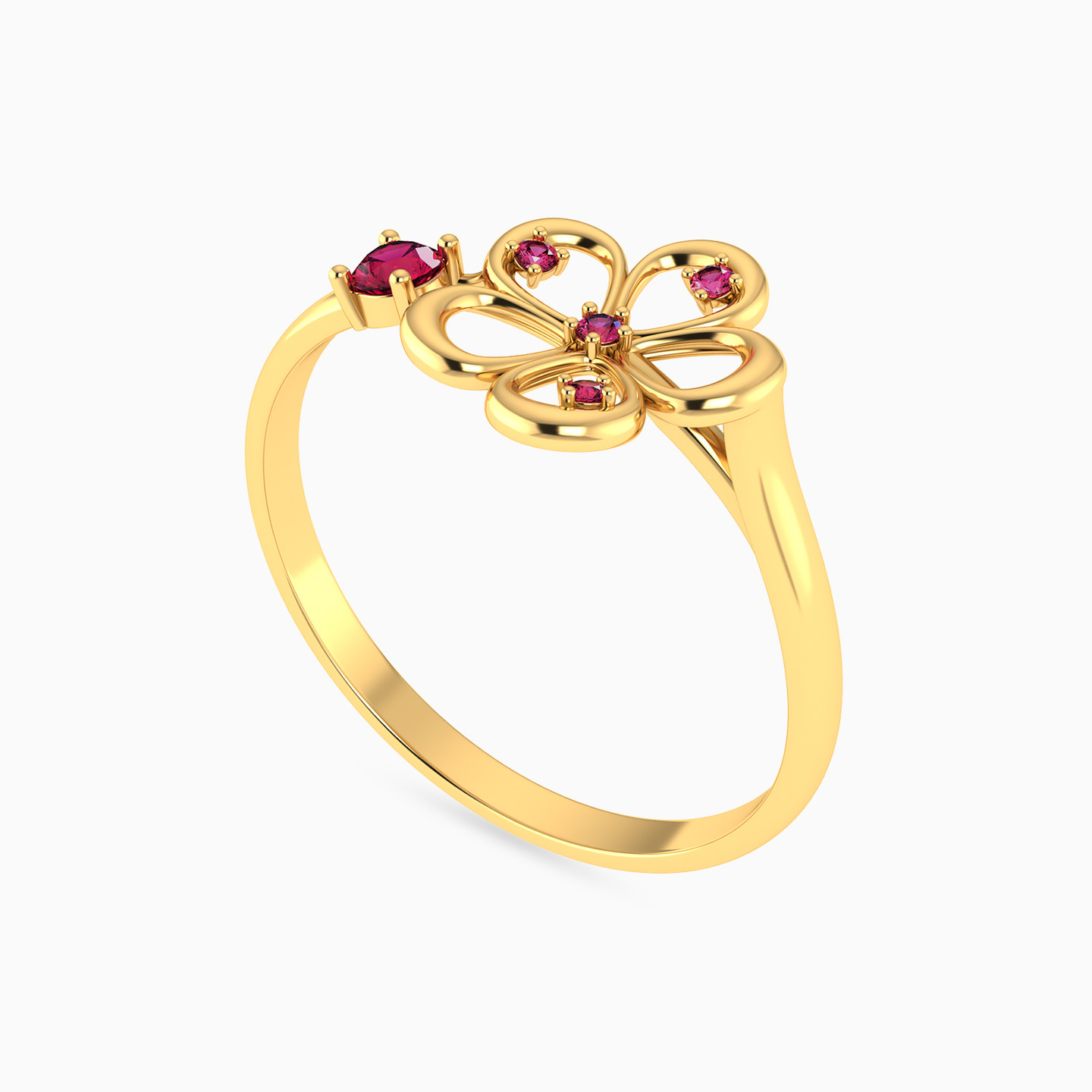 Flower Shaped Colored Stones Statement Ring in 18K Gold - 2