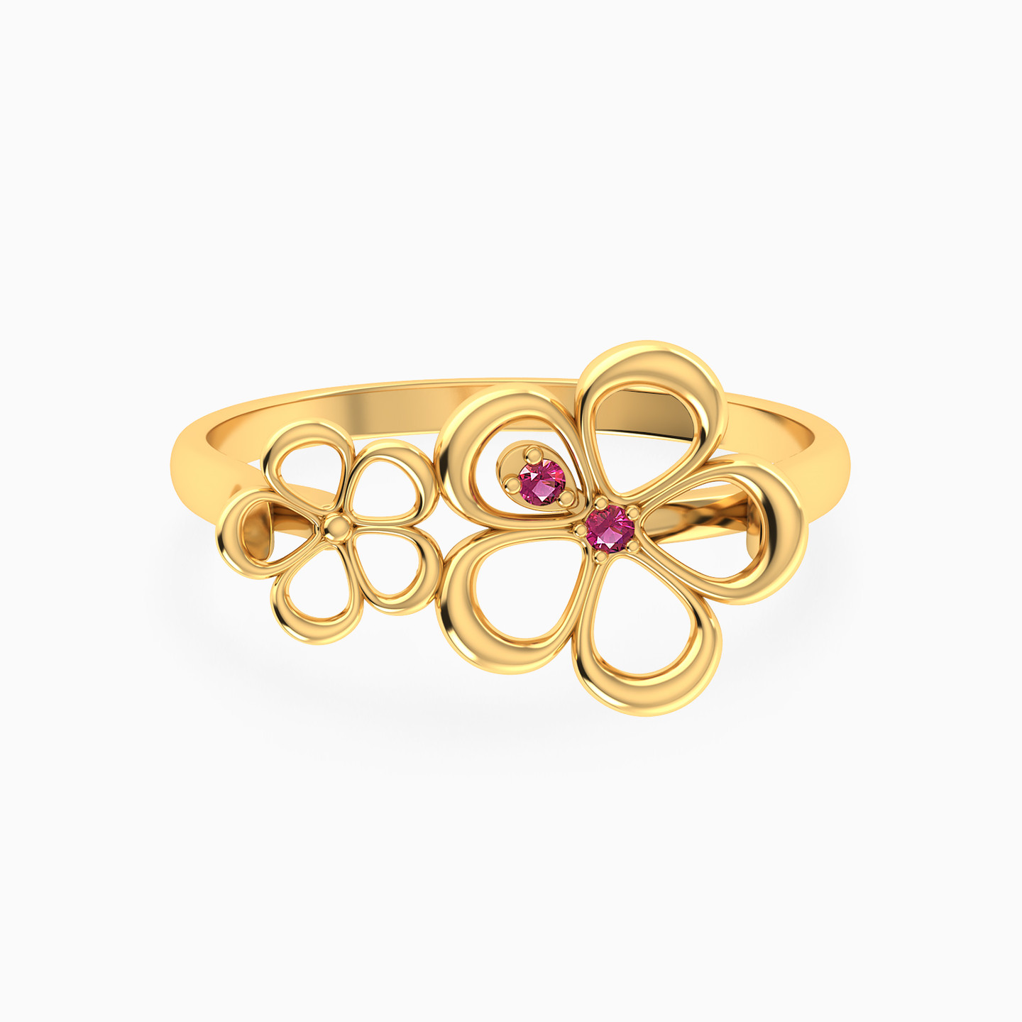 Flower Shaped Colored Stones Statement Ring in 18K Gold