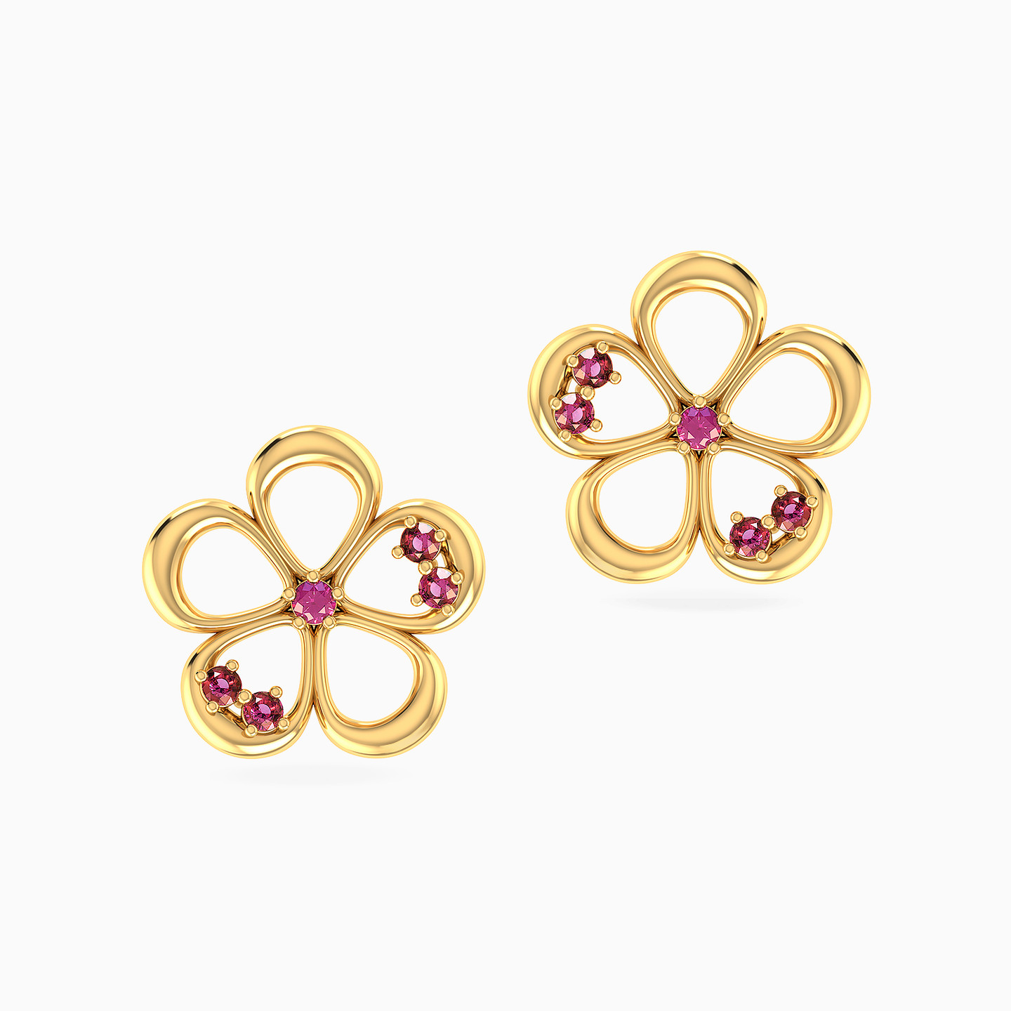 Flower Shaped Rose Stone Stud Earrings in 18K Gold Flower Shaped Rose Stone Stud Earrings in 18K Gold