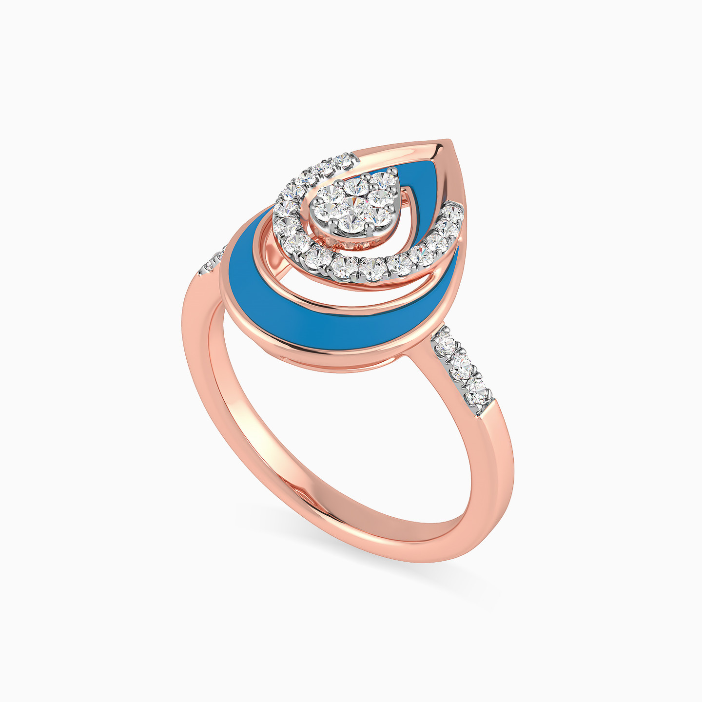 18K Gold Diamond & Enamel Coated Statement Ring - 2