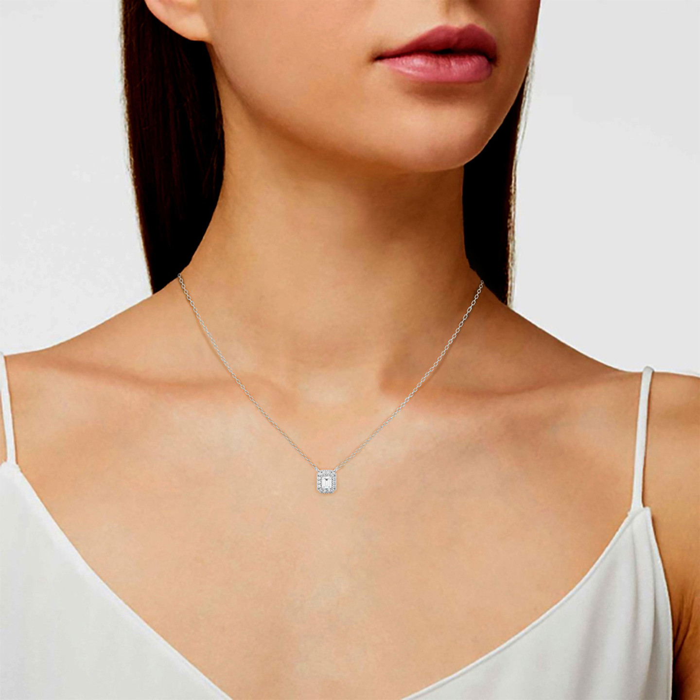 Baguette Lab Grown Diamond Pendant in 18K Gold - 4