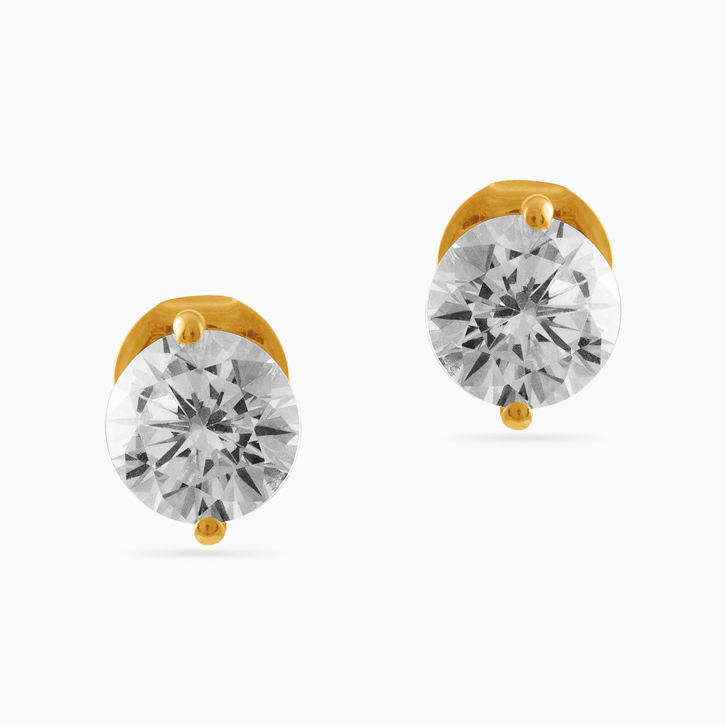 18K Gold Cubic Zirconia Stud Earrings