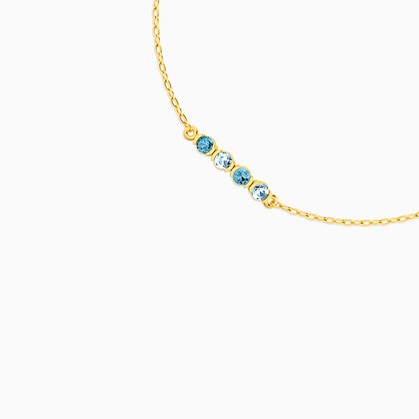 18K Gold Colored Stones Chain Bracelet - 3