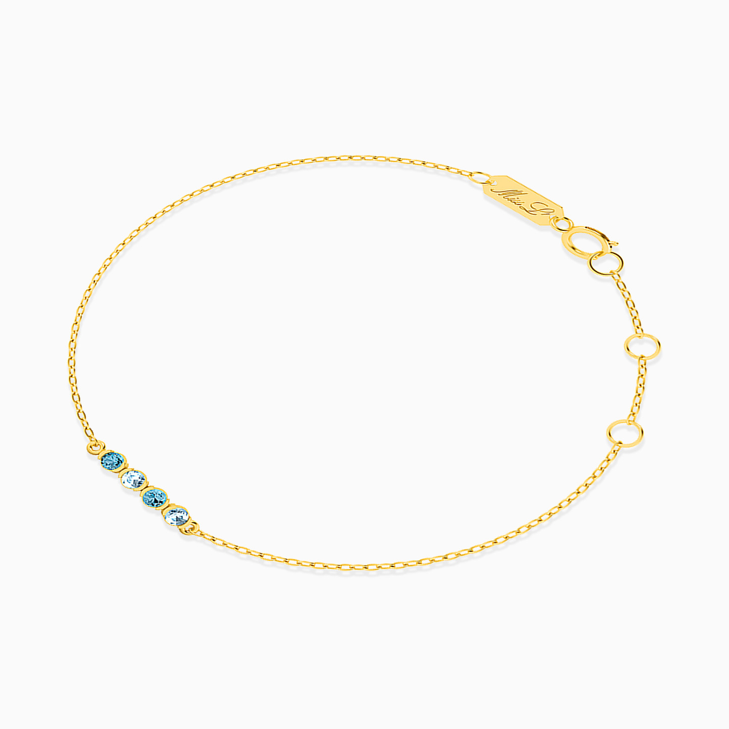 Circle Green Stones Chain Bracelet in 18K Gold - 2 Circle Green Stones Chain Bracelet in 18K Gold - 2