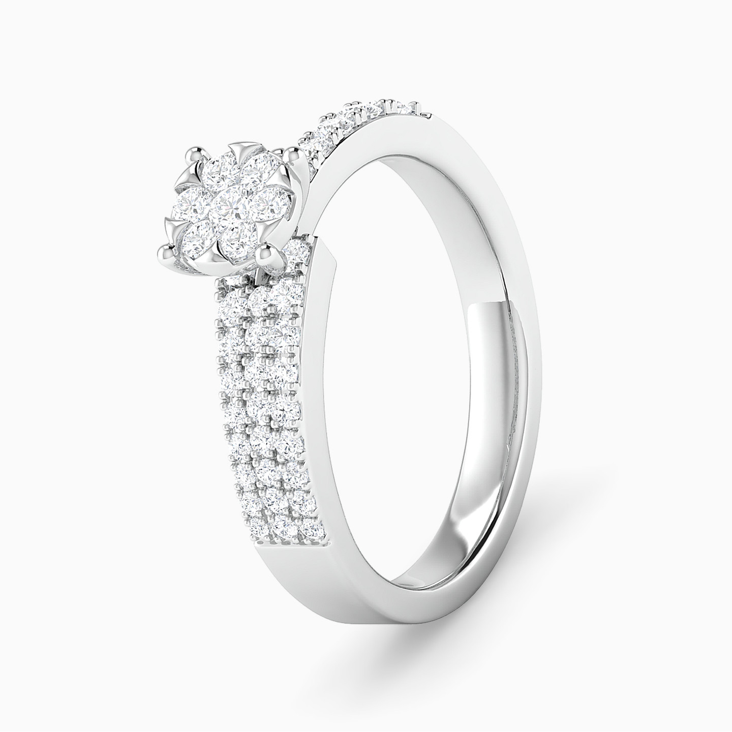 خاتم توينز ذهب دائري عيار 18 قيراط مزين بالألماس - 3 خاتم توينز ذهب دائري عيار 18 قيراط مزين بالألماس - 3