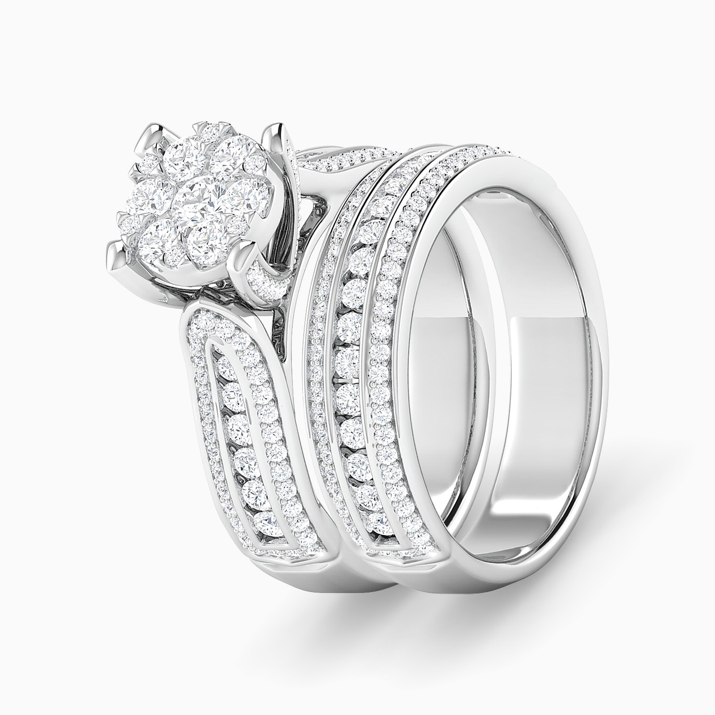 Circle Diamond Twin Rings in 18K Gold - 2 Circle Diamond Twin Rings in 18K Gold - 2