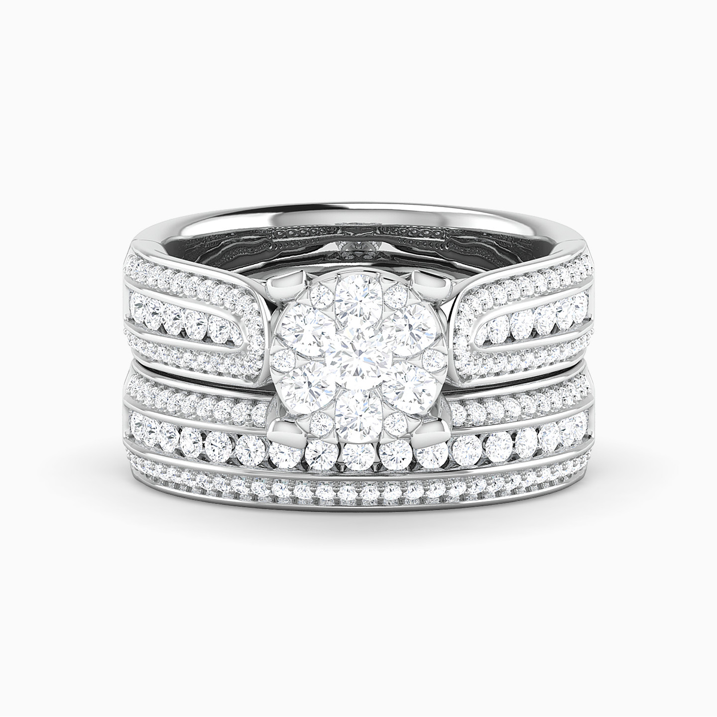 Circle Diamond Twin Rings in 18K Gold - 5 Circle Diamond Twin Rings in 18K Gold - 5