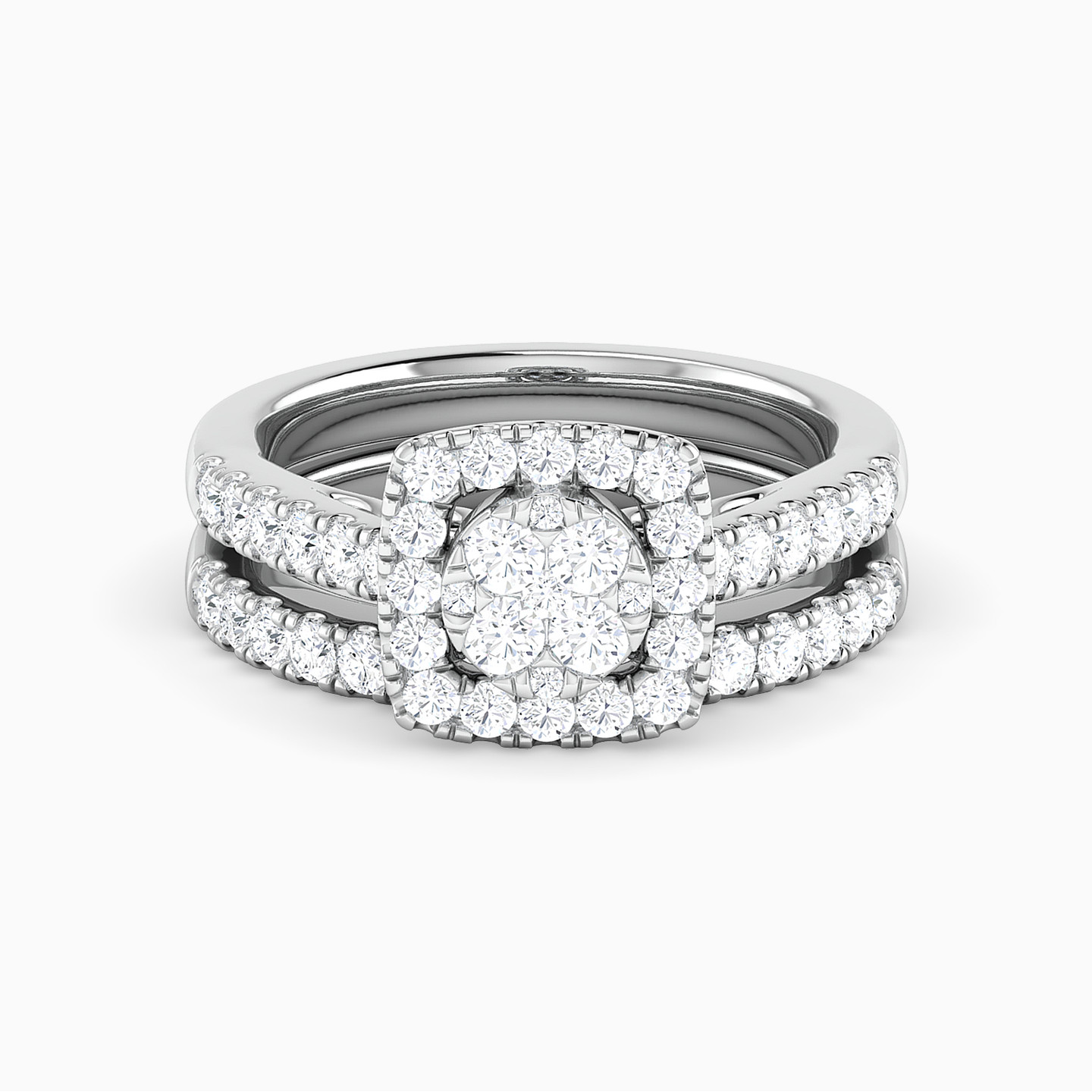 Square Diamond Twin Rings in 18K Gold - 5 Square Diamond Twin Rings in 18K Gold - 5