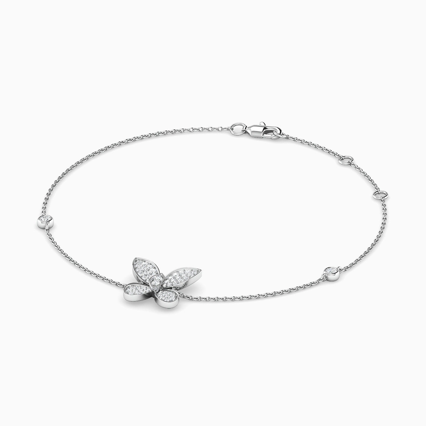 Butterfly Diamond Chain Bracelet in 18K Gold - 3 Butterfly Diamond Chain Bracelet in 18K Gold - 3