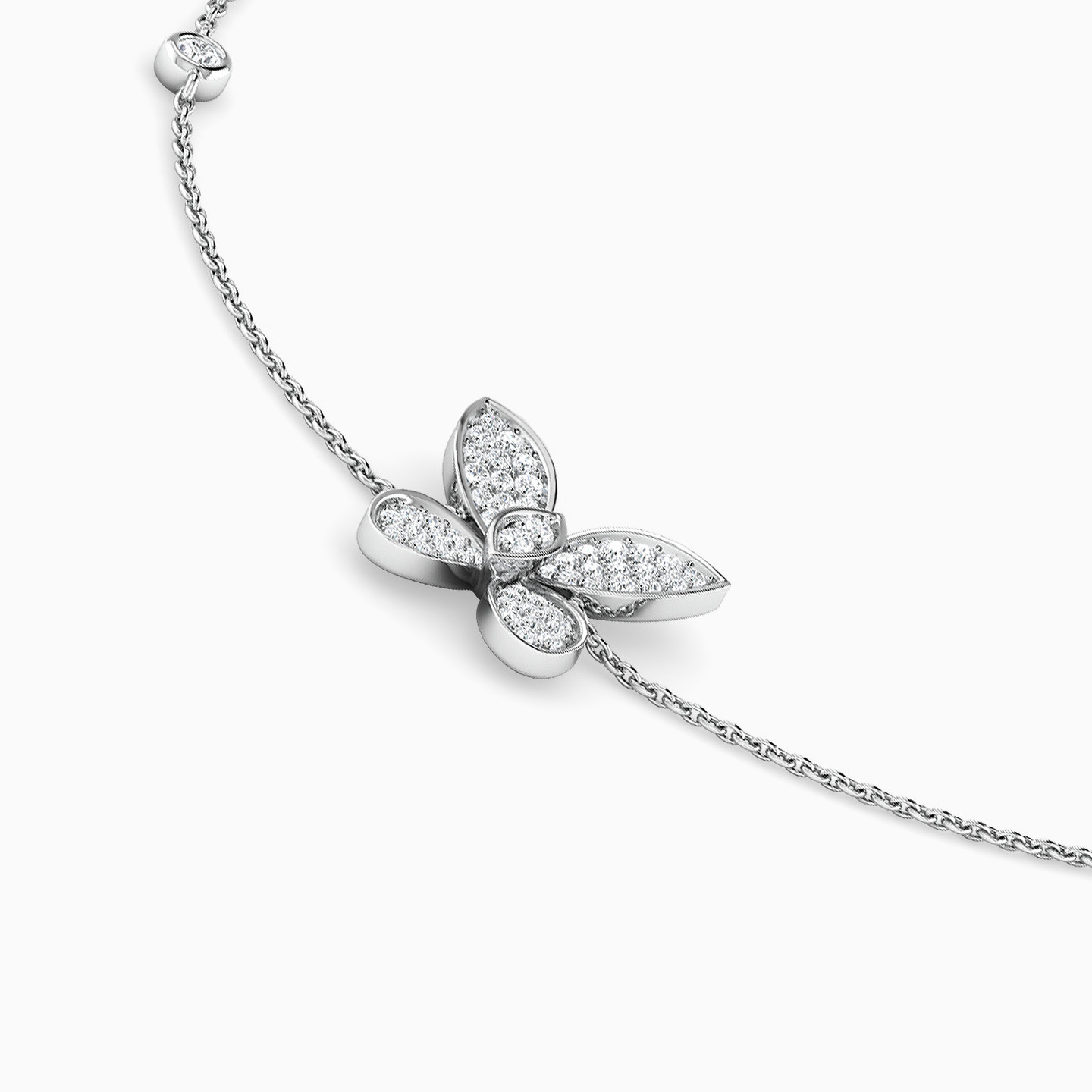 Butterfly Diamond Chain Bracelet in 18K Gold - 4 Butterfly Diamond Chain Bracelet in 18K Gold - 4