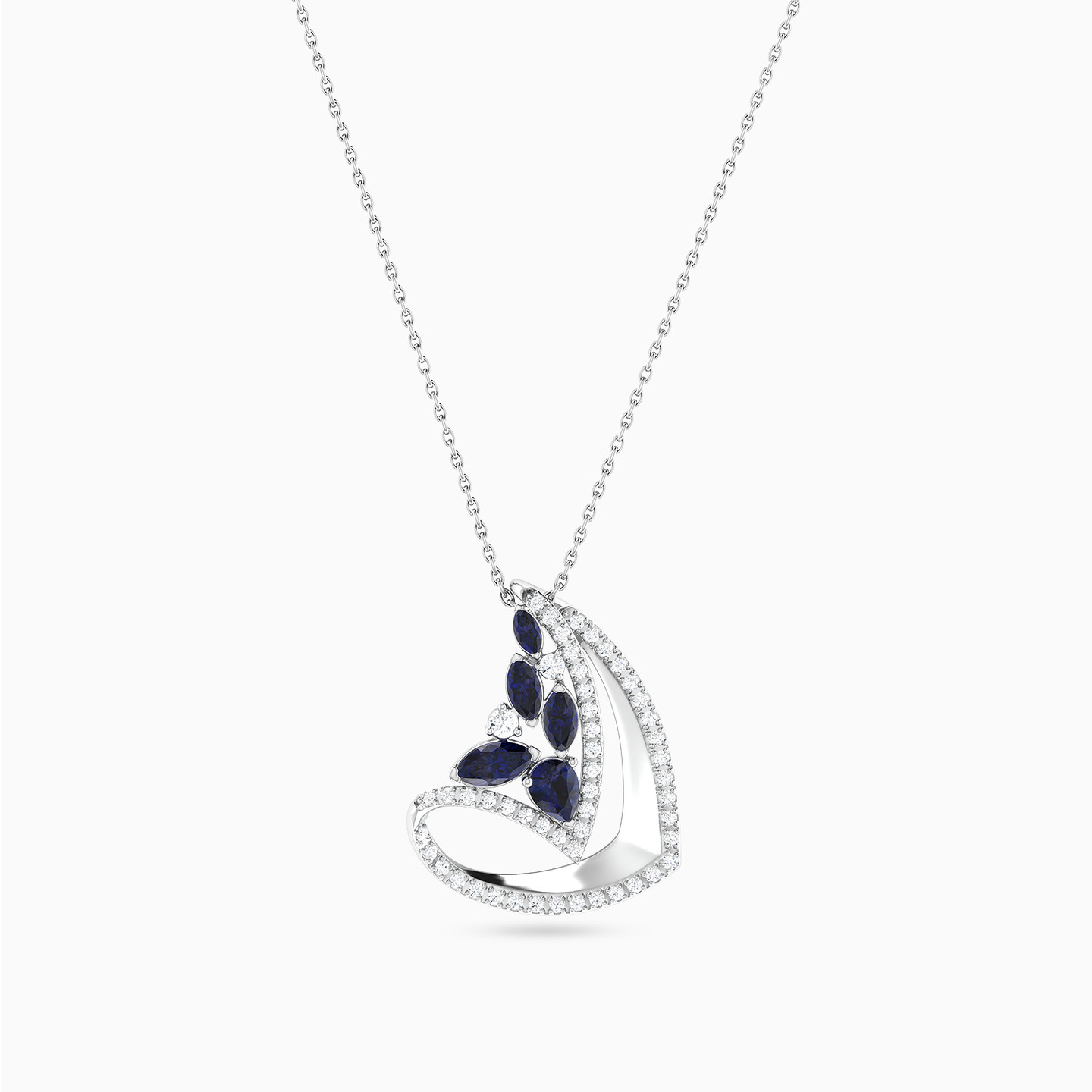 Multi-shaped Diamond & Blue Stone Pendant in 18K Gold Multi-shaped Diamond & Blue Stone Pendant in 18K Gold