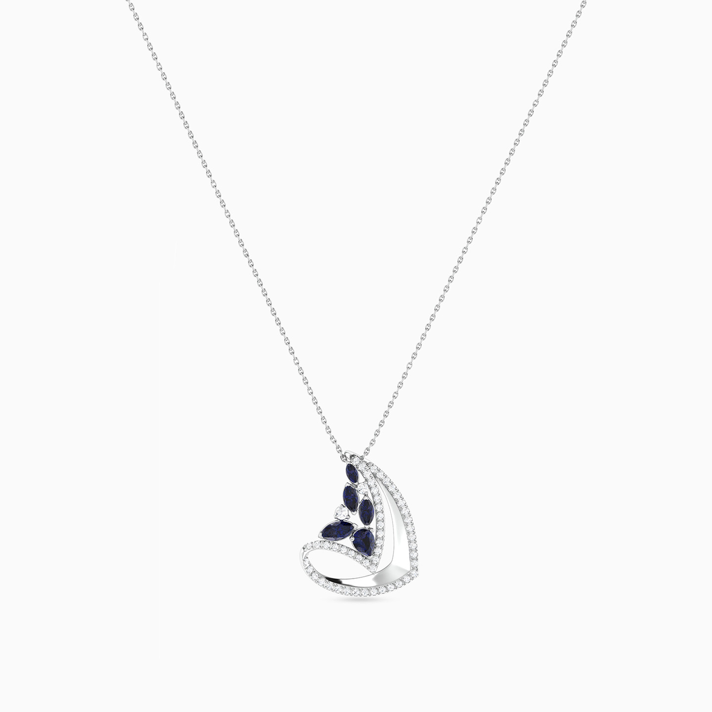 Multi-shaped Diamond & Blue Stone Pendant in 18K Gold - 4 Multi-shaped Diamond & Blue Stone Pendant in 18K Gold - 4
