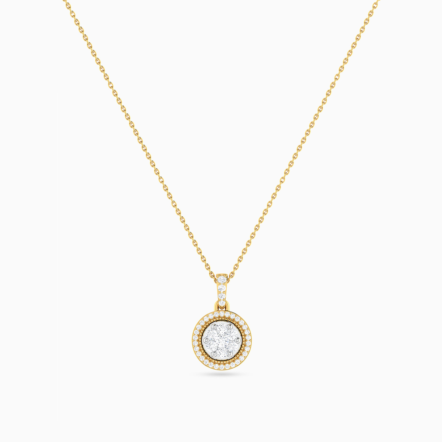Circle Diamond Pendant in 18K Gold - 4 Circle Diamond Pendant in 18K Gold - 4