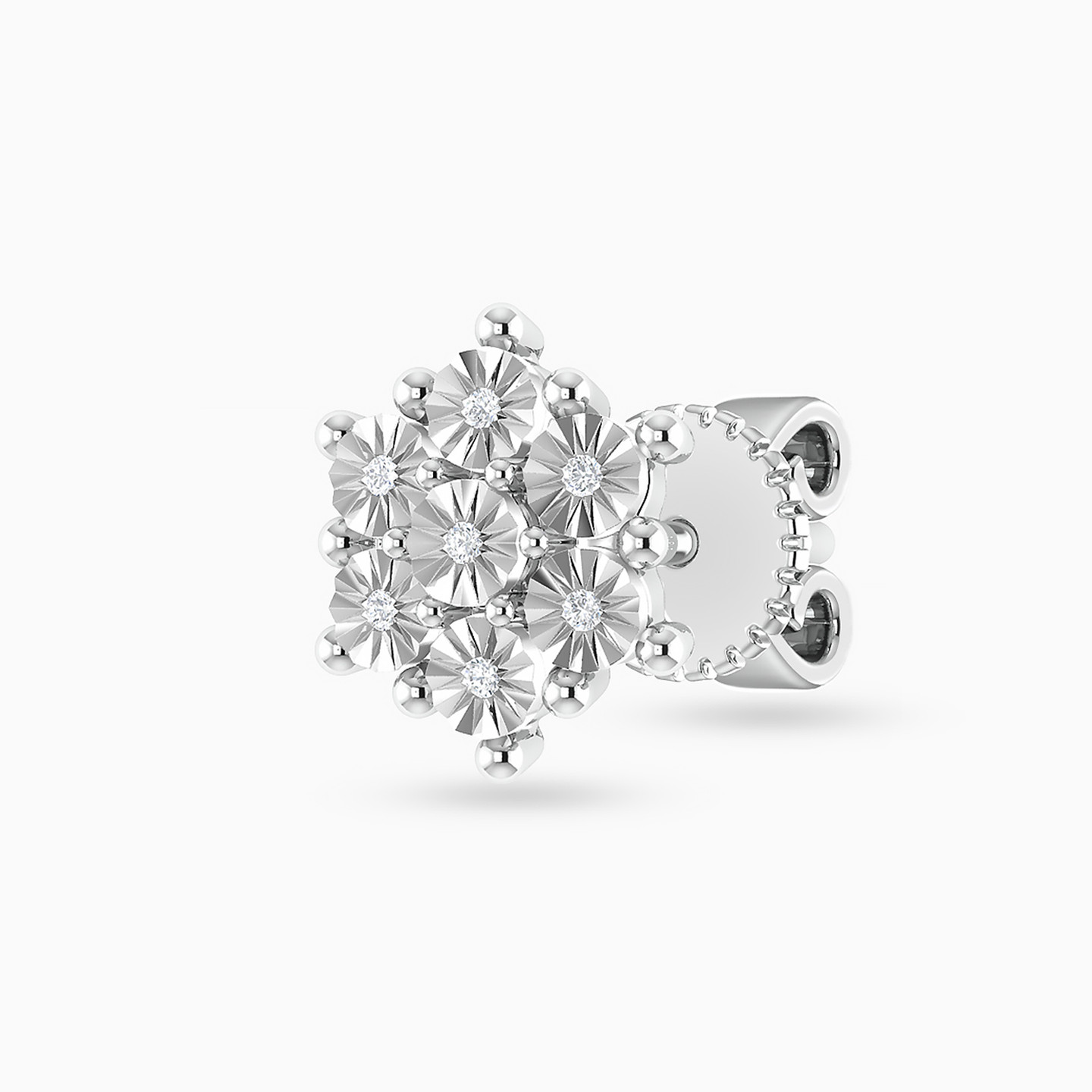 أقراط صغيرة ذهب دائرية عيار 18 قيراط مزينة بالألماس   - 4