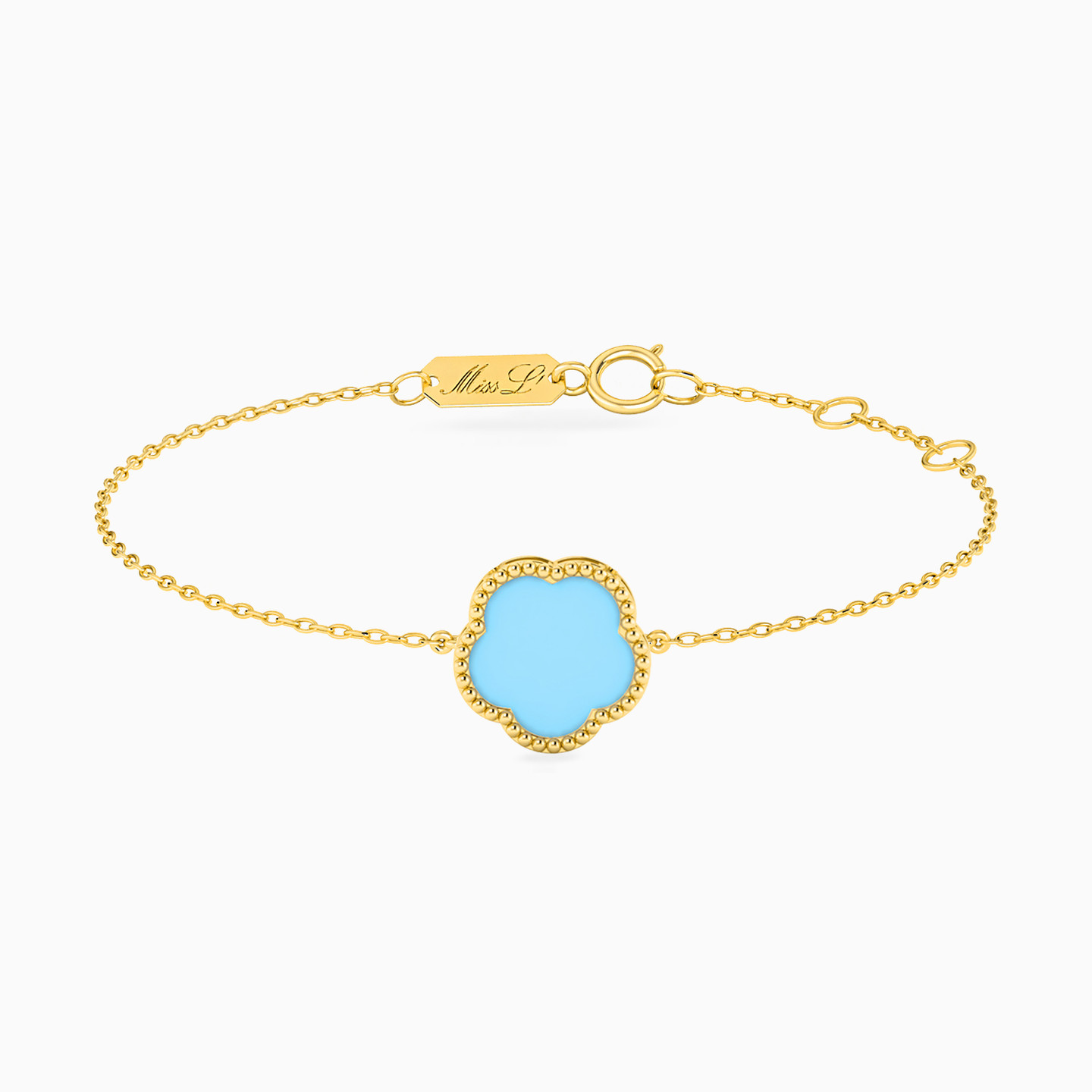 18K Gold Colored Stones Chain Bracelet