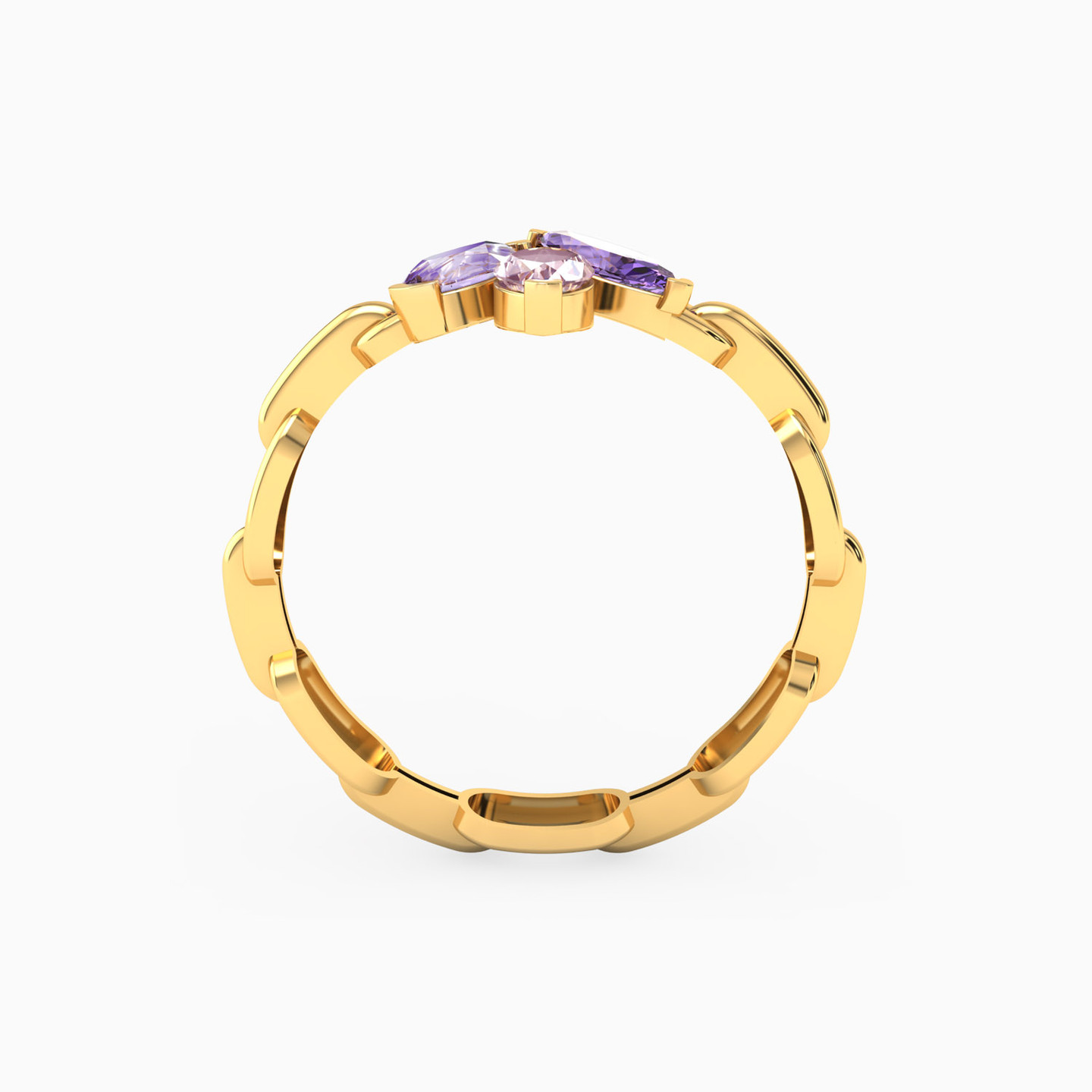 18K Gold Colored Stones Statement Ring - 3