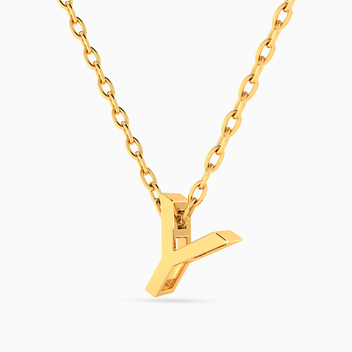 Letter Y Necklace in 18K Gold - 2 Letter Y Necklace in 18K Gold - 2