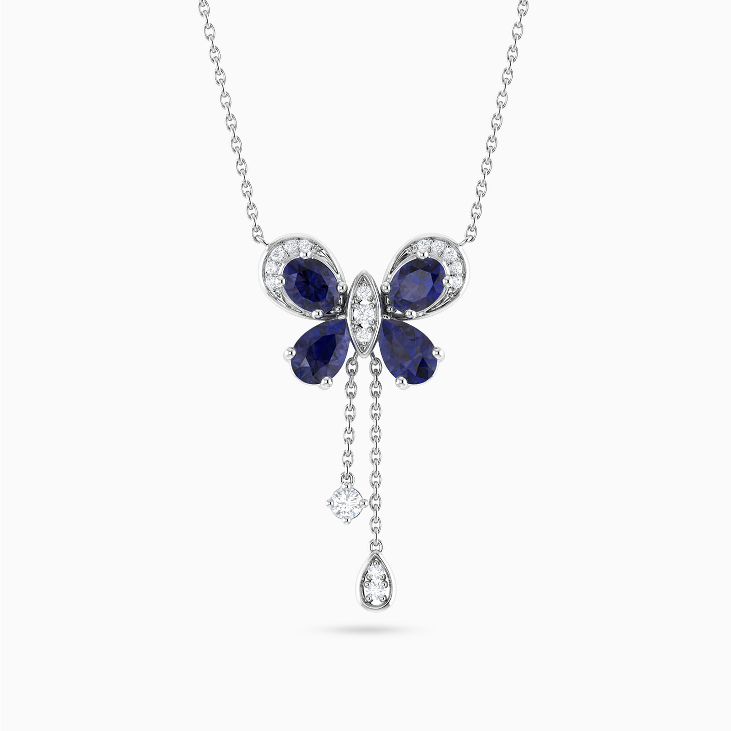Butterfly Diamond & Blue Stone Necklace in 18K Gold Butterfly Diamond & Blue Stone Necklace in 18K Gold