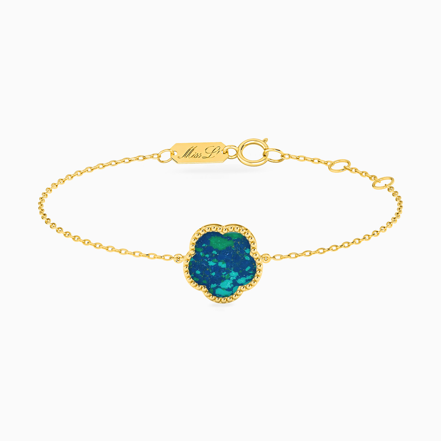 18K Gold Colored Stones Chain Bracelet