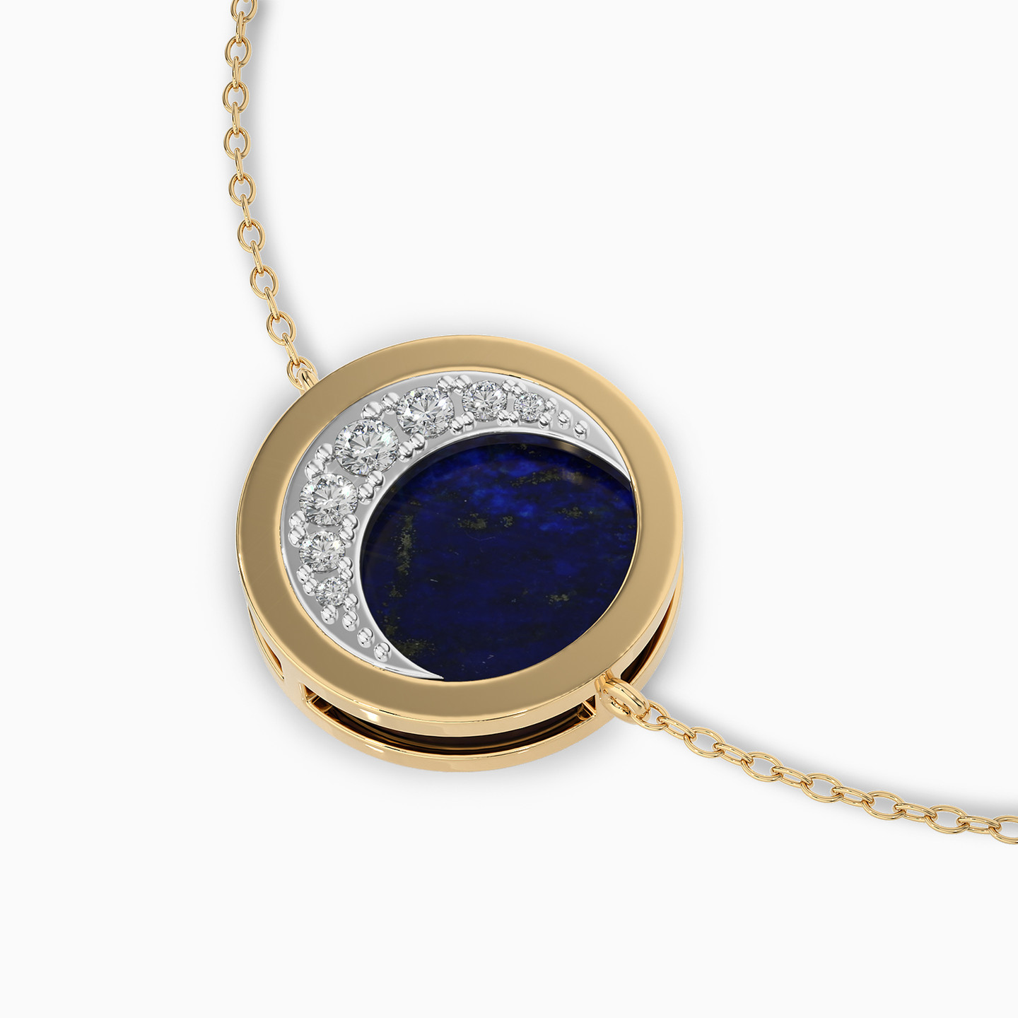 Crescent Diamond & Enamel Coated Chain Bracelet in 18K Gold - 3 Crescent Diamond & Enamel Coated Chain Bracelet in 18K Gold - 3