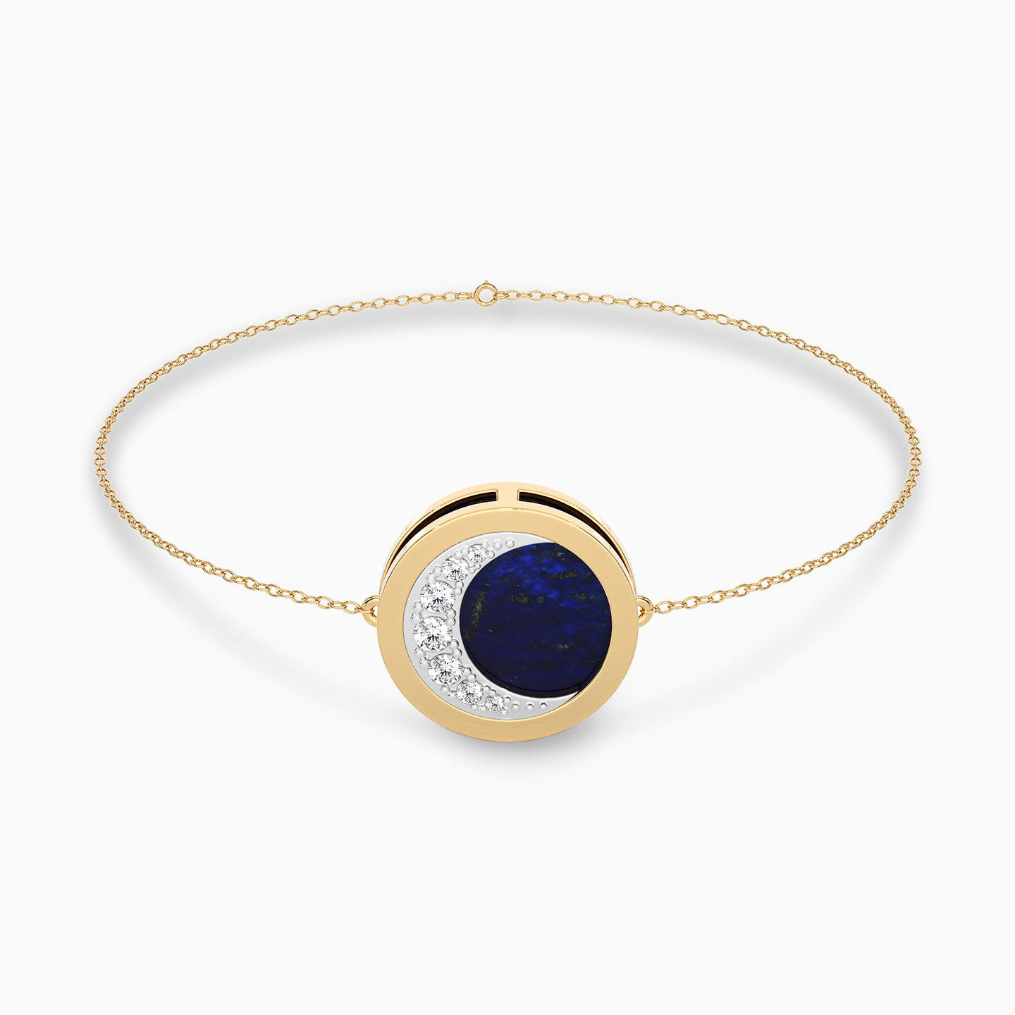 Crescent Diamond & Enamel CoatedChain Bracelet in 18K Gold Crescent Diamond & Enamel CoatedChain Bracelet in 18K Gold